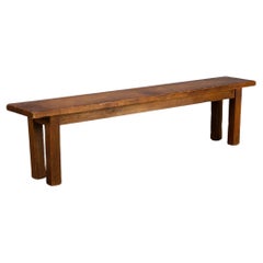 60s Oak Wooden Bench Brutalist Style