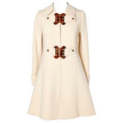 Vintage 60
s Off-white coat in dry wool Martine Garber