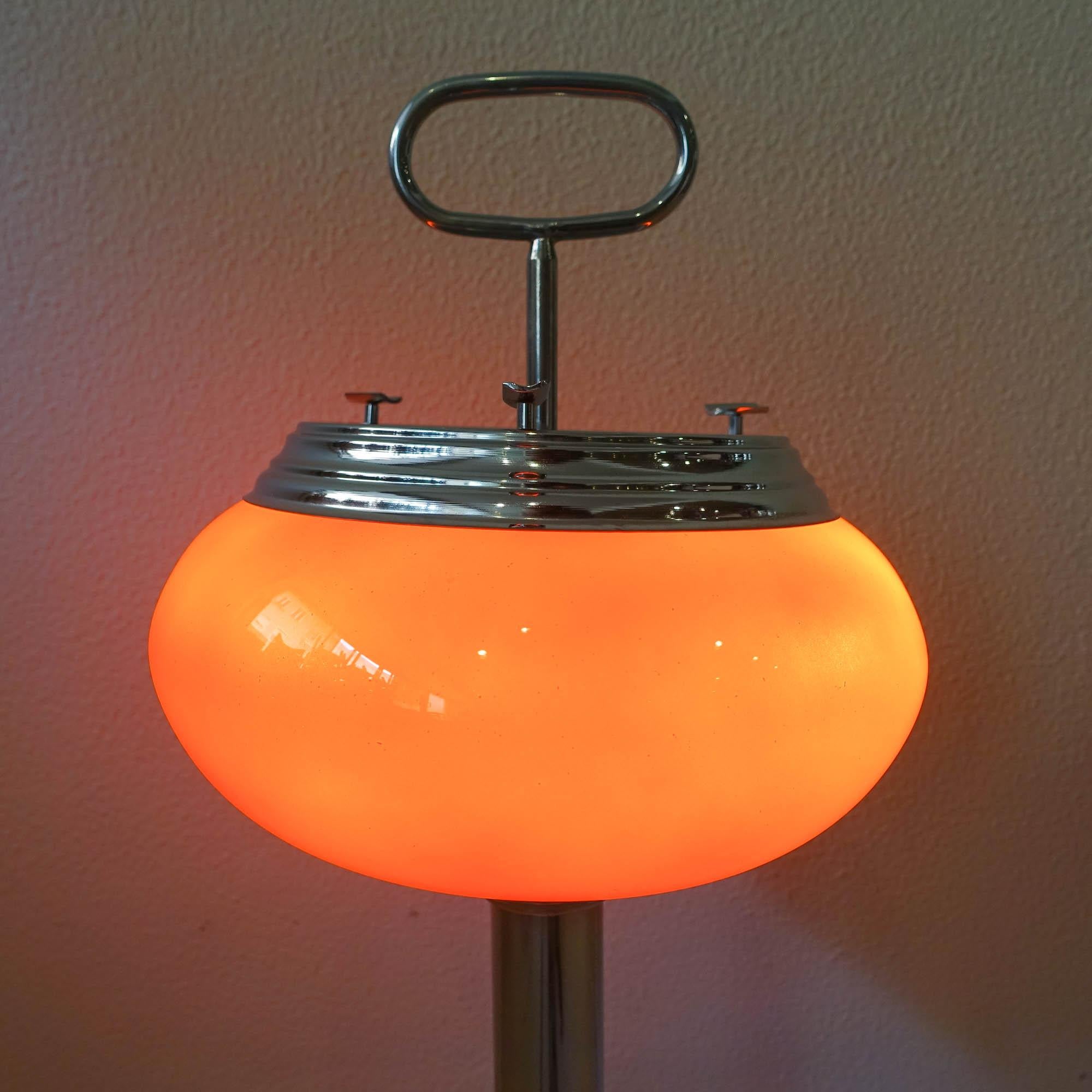 60’s Orange Portuguese Opaline Glass Ashtray Floor Lamp 4