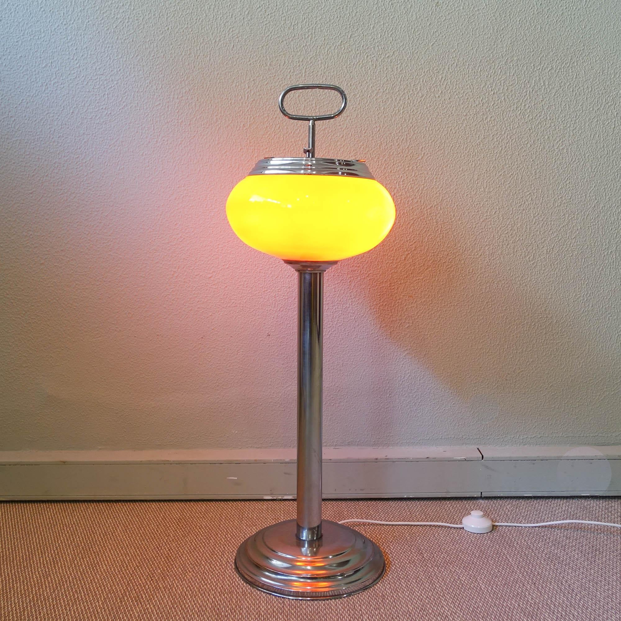 Mid-Century Modern 60’s Orange Portuguese Opaline Glass Ashtray Floor Lamp