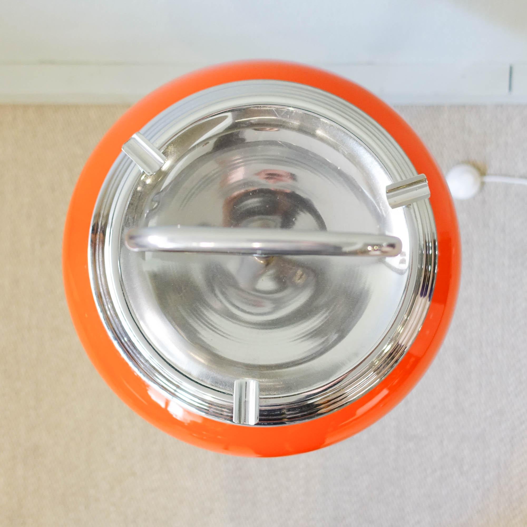 Metal 60’s Orange Portuguese Opaline Glass Ashtray Floor Lamp