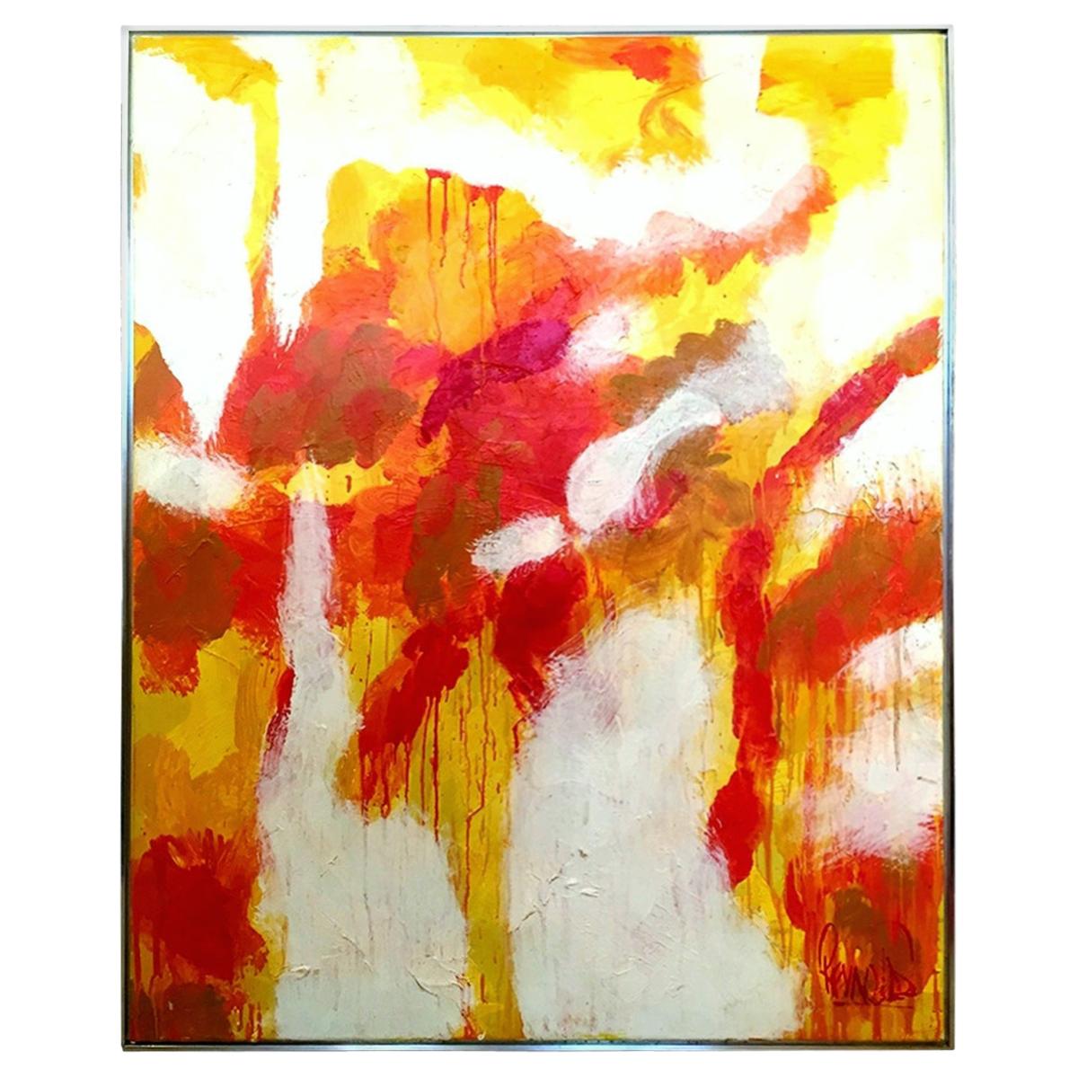 1960s Original Oil on Canvas Abstract Painting by, Lee Reynolds-Signed For Sale