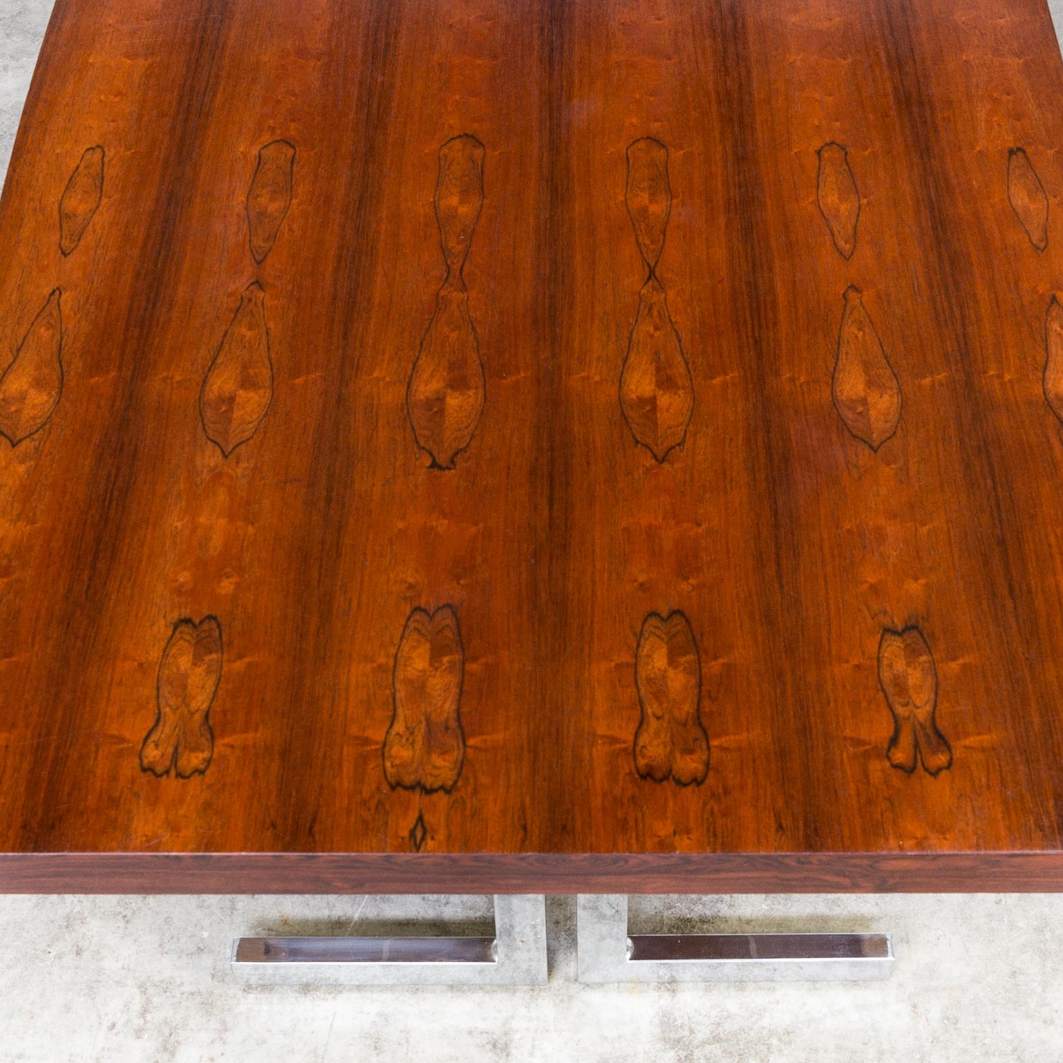 Chrome 1960s Oval Wood Veneer Dining Table for Kondor For Sale