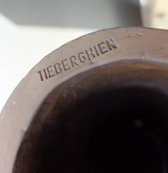 1960s Pair of Red Ceramic Lamps by Oswald Tieberghien