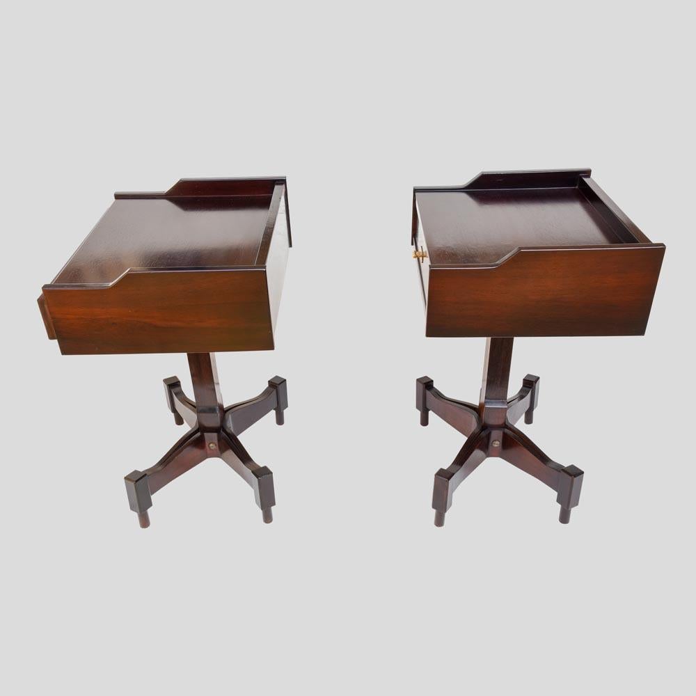  60s Pair of Side Tables Rosewood Italian Design by Claudio Salocchi for Sormani In Good Condition For Sale In London, GB