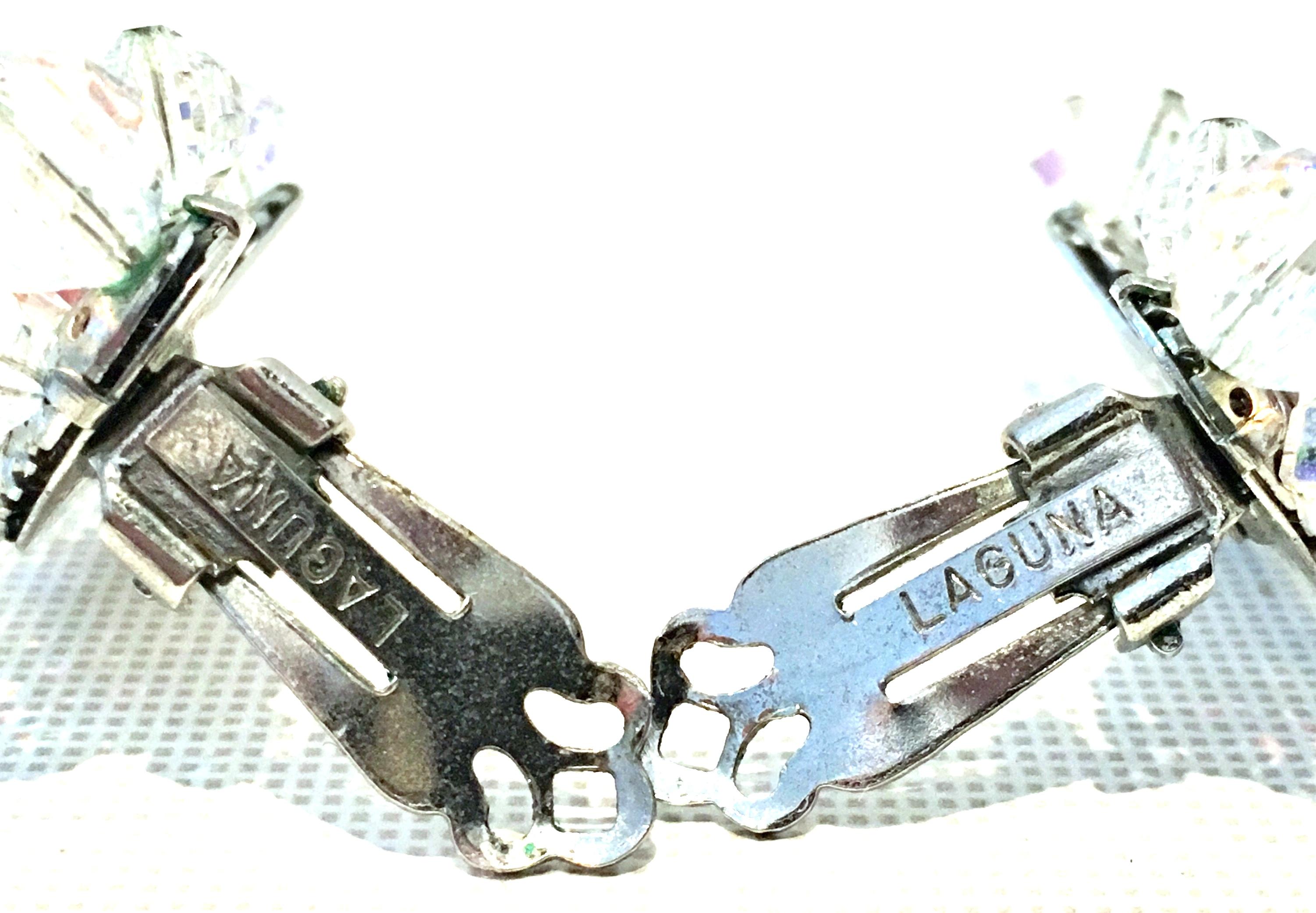 60'S Pair Of Silver & Crystal Bead Earrings By, Laguna For Sale 4