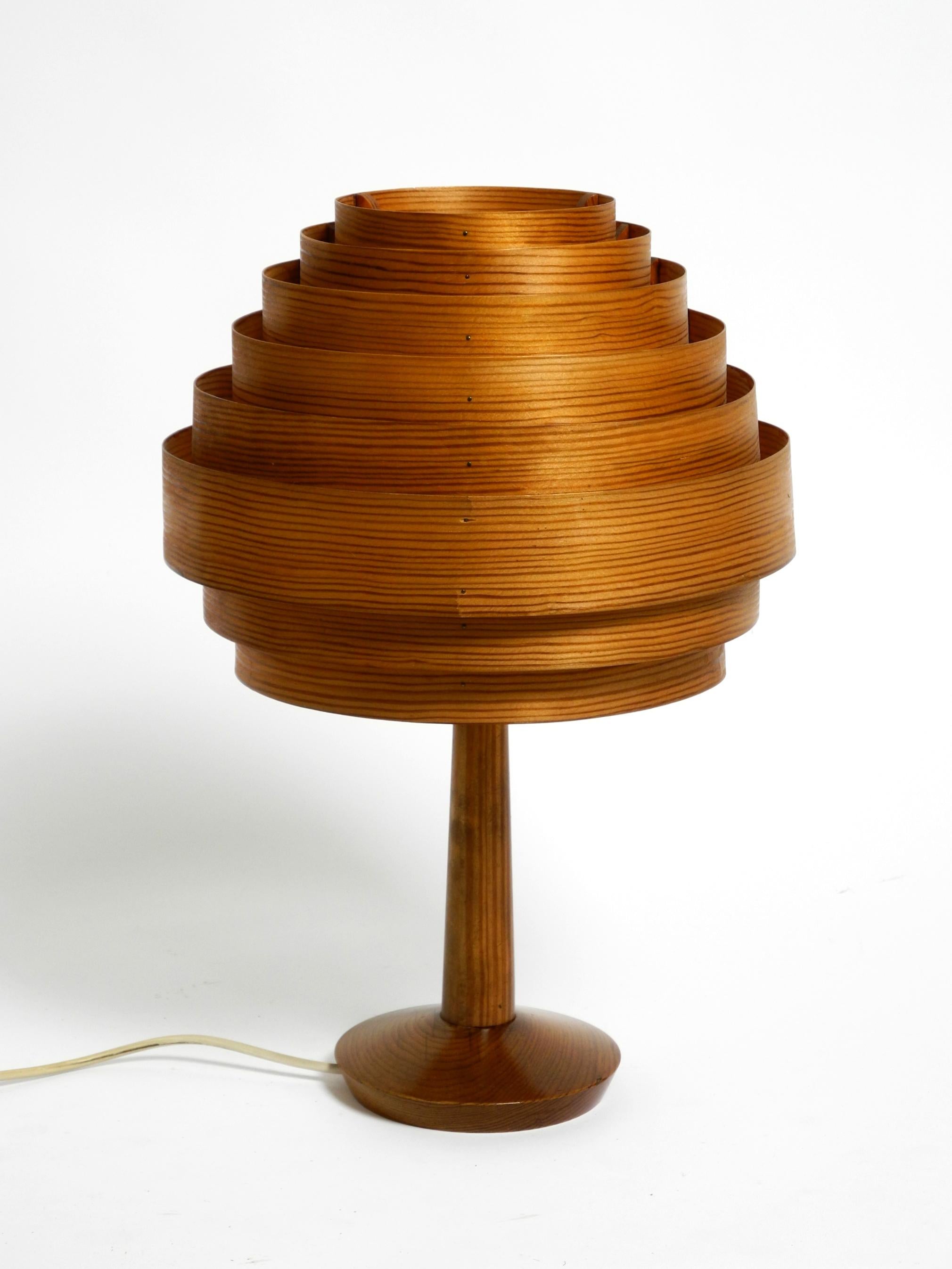 60s pine veneer lamella table lamp by Hans Agne Jakobsson  Markaryd Sweden For Sale 6