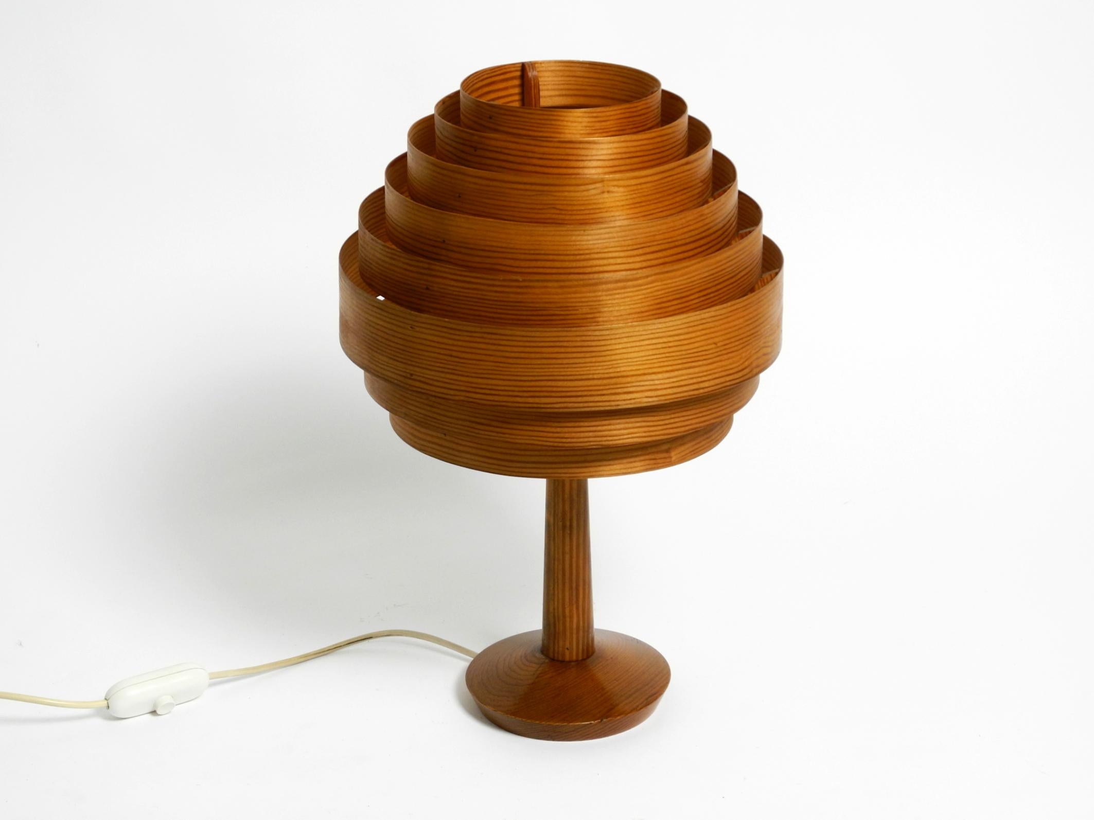 60s pine veneer lamella table lamp by Hans Agne Jakobsson  Markaryd Sweden For Sale 8