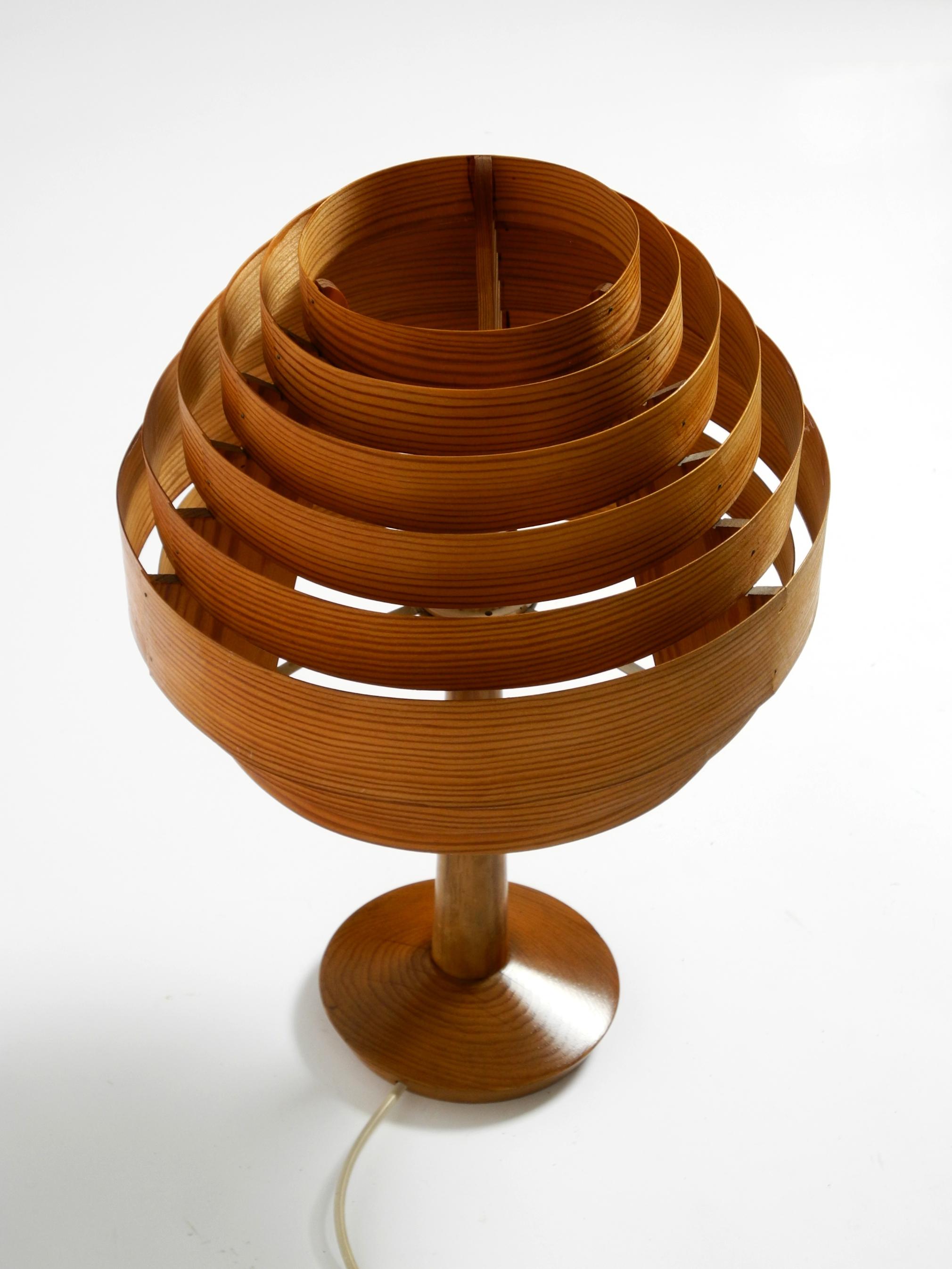 Mid-Century Modern 60s pine veneer lamella table lamp by Hans Agne Jakobsson  Markaryd Sweden For Sale