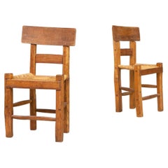 60s Pine Wabi Sabi Dining or Side Chair Set/2