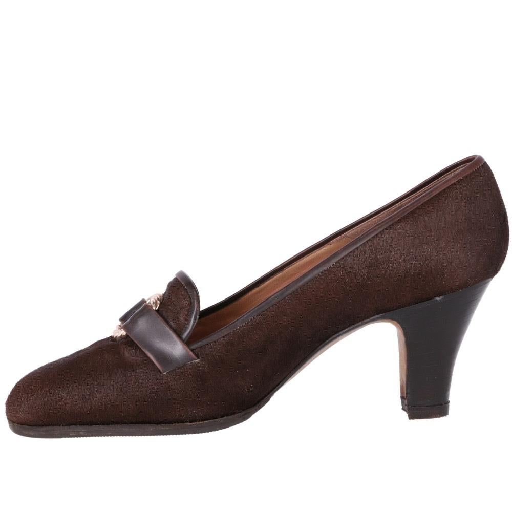 Women's 60s Pirovano Calf Hair and Leather Heels For Sale
