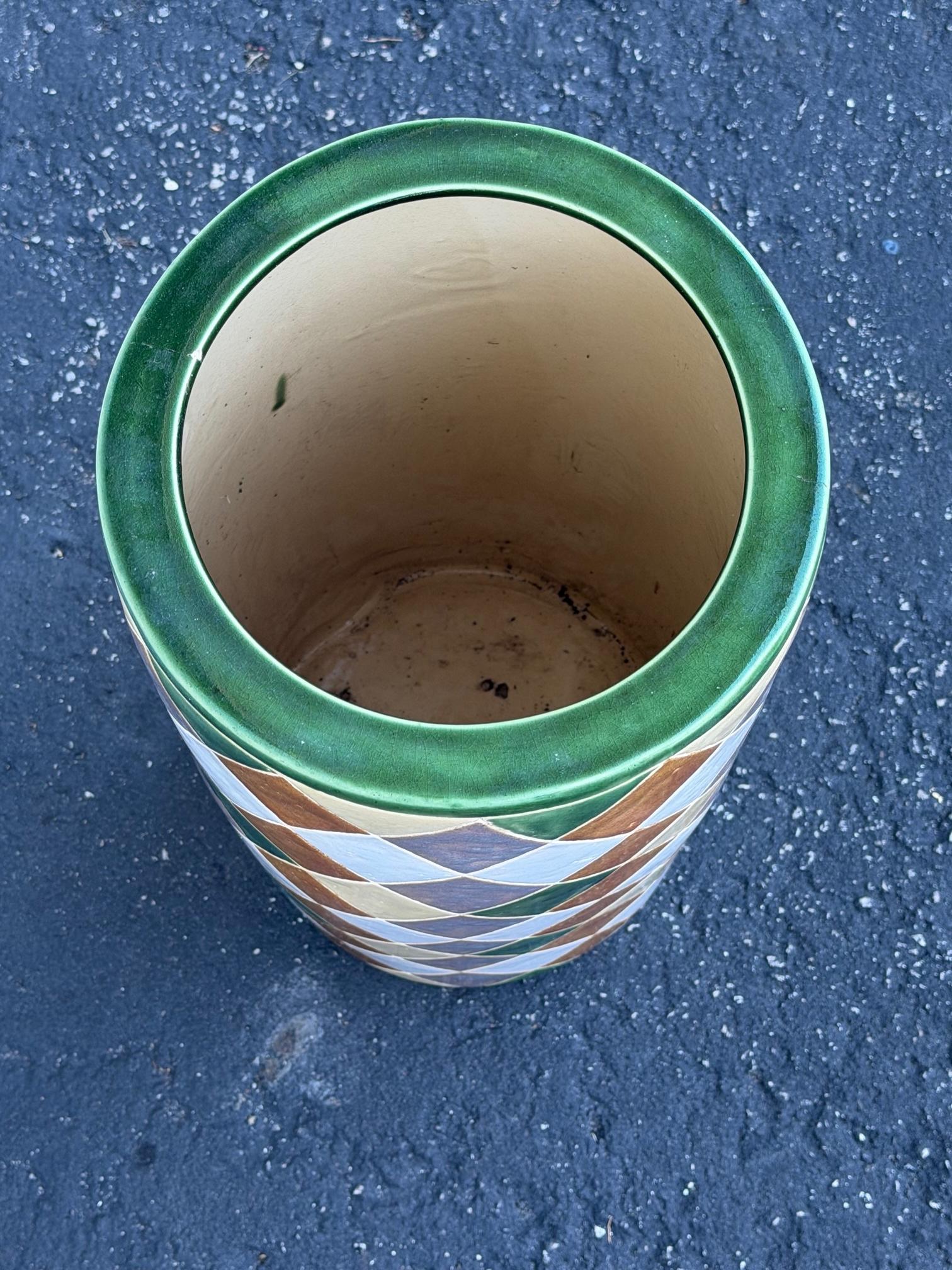 60s Pop Art Hand gemalt Keramik Schirmständer Halter abstrakte Harlekin (Deutsch) im Angebot