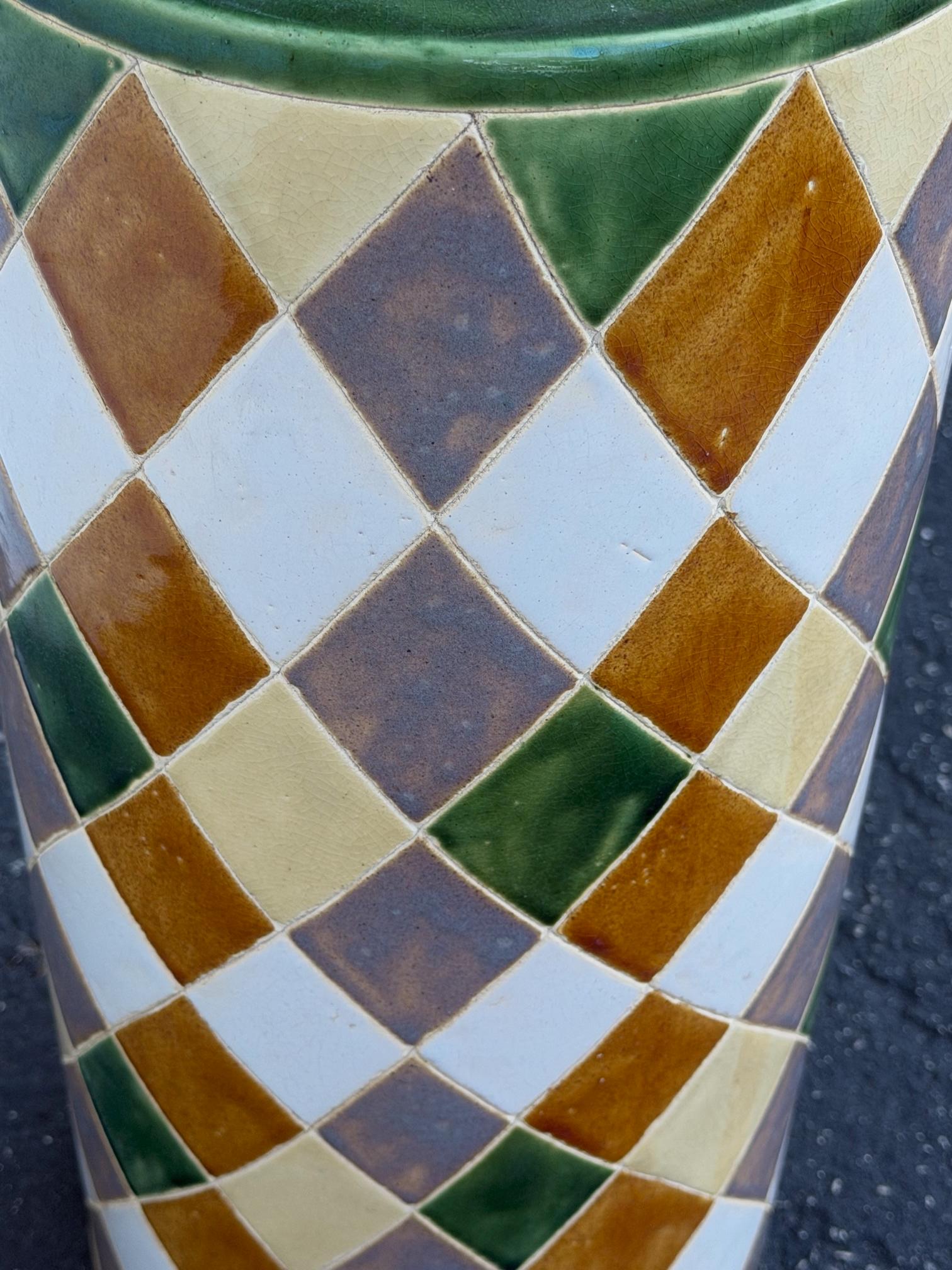 60s Pop Art Hand gemalt Keramik Schirmständer Halter abstrakte Harlekin (Handbemalt) im Angebot