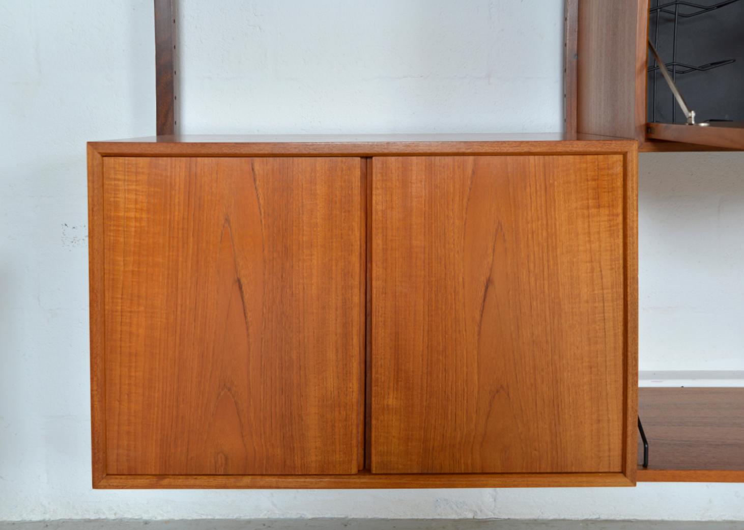 60s Poul Cadovius Modular Teak 3-Bay Danish Royal System Wall Unit Shelving Bar 7