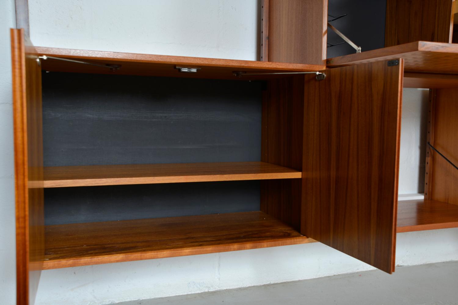 60s Poul Cadovius Modular Teak 3-Bay Danish Royal System Wall Unit Shelving Bar 8