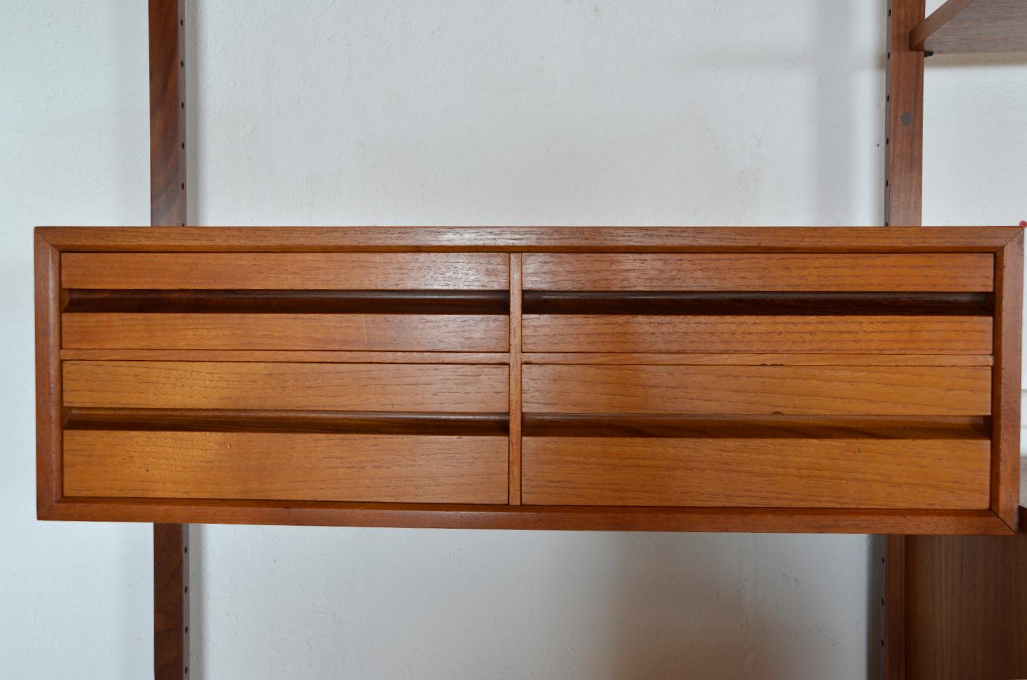 60s Poul Cadovius Modular Teak 3-Bay Danish Royal System Wall Unit Shelving Bar 9
