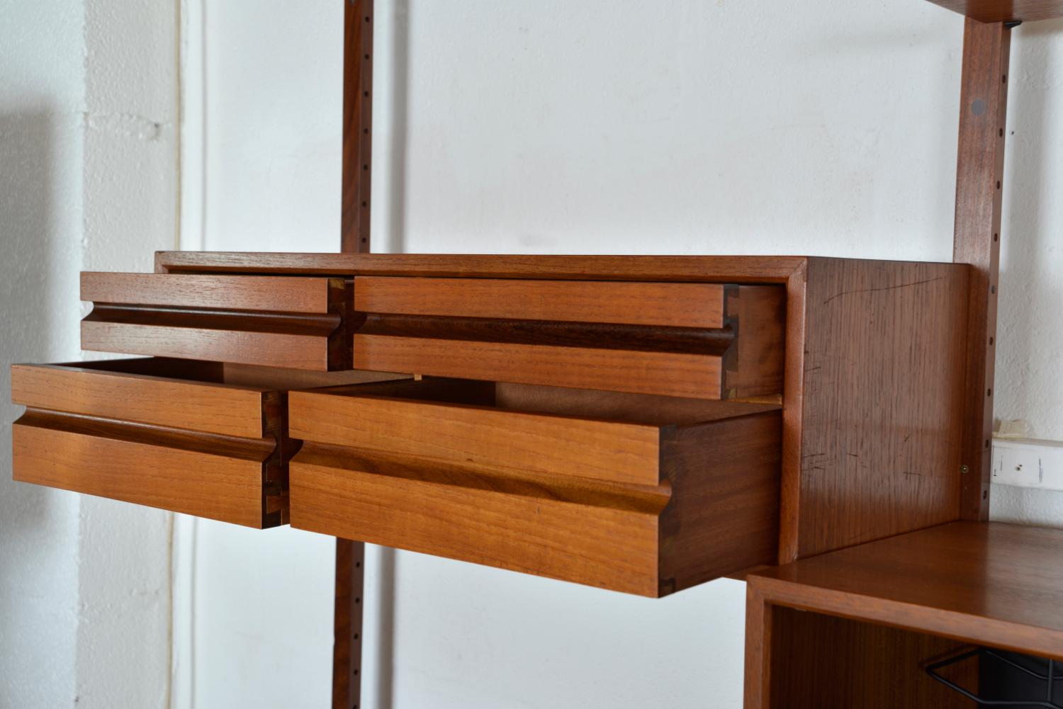 60s Poul Cadovius Modular Teak 3-Bay Danish Royal System Wall Unit Shelving Bar 10
