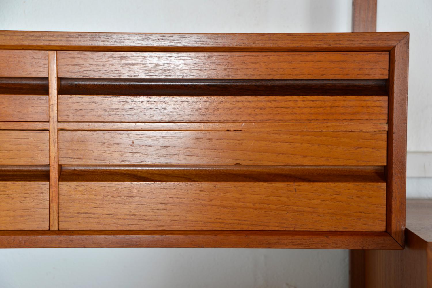 60s Poul Cadovius Modular Teak 3-Bay Danish Royal System Wall Unit Shelving Bar 12