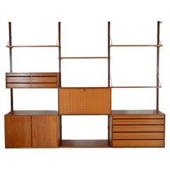 60s Poul Cadovius Modular Teak 3-Bay Danish Royal System Wall Unit Shelving Bar