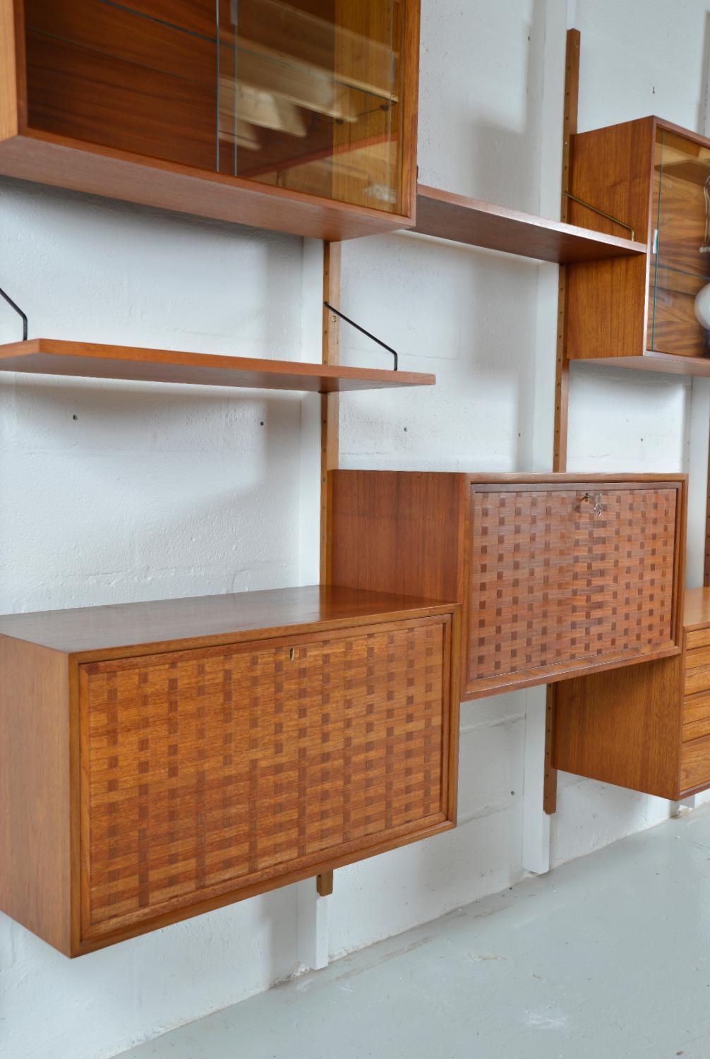 60s Poul Cadovius Modular Teak 3-Bay Danish Royal System Wall Unit Shelving Desk 5