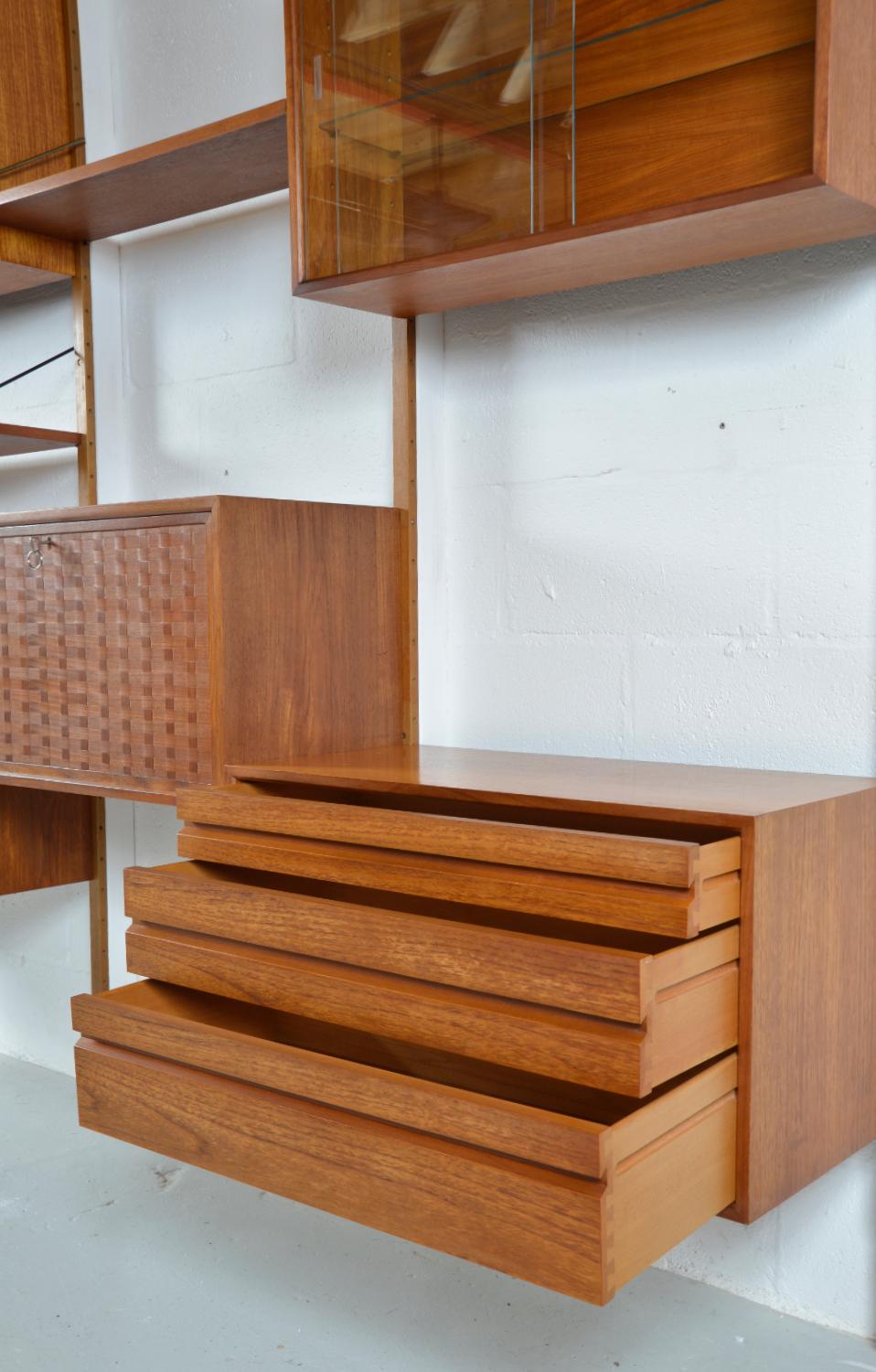 60s Poul Cadovius Modular Teak 3-Bay Danish Royal System Wall Unit Shelving Desk 10
