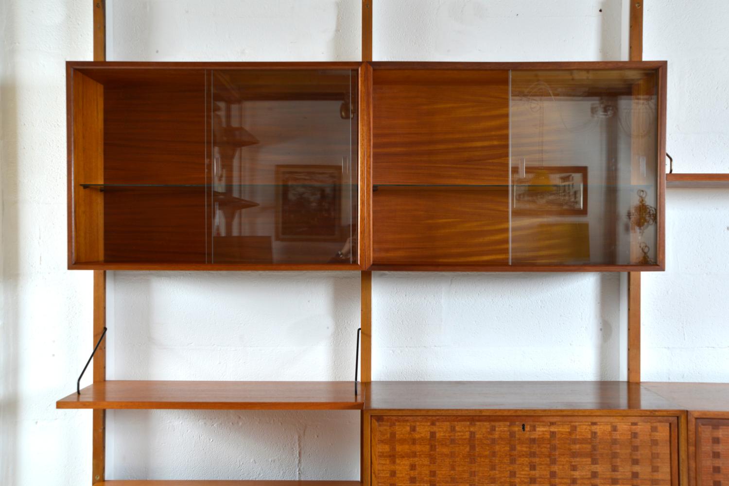 60s Poul Cadovius Modular Teak 3-Bay Danish Royal System Wall Unit Shelving Desk 3