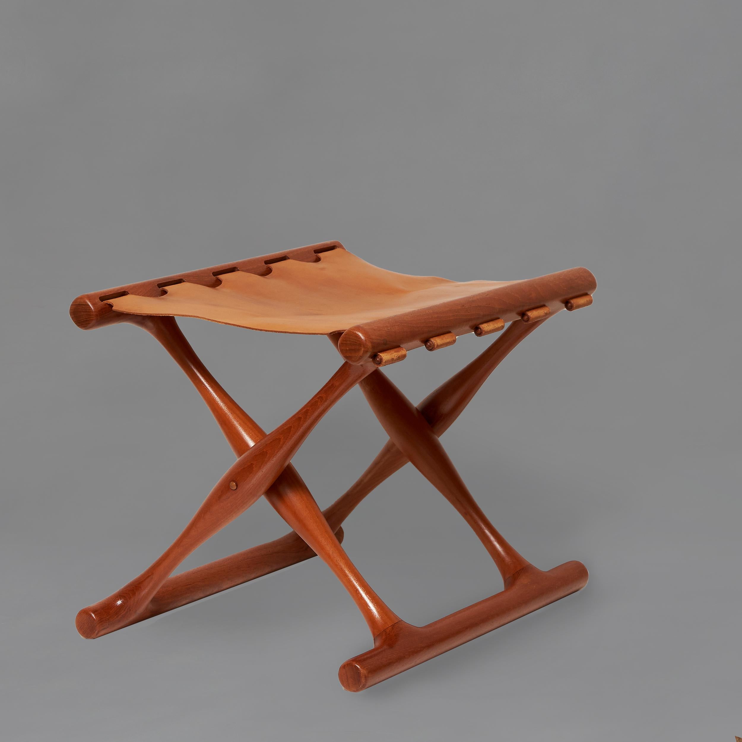 Mid-Century Modern 60’s Poul Hundevad ‘’Guldhøj’’ Folding Stool For Sale