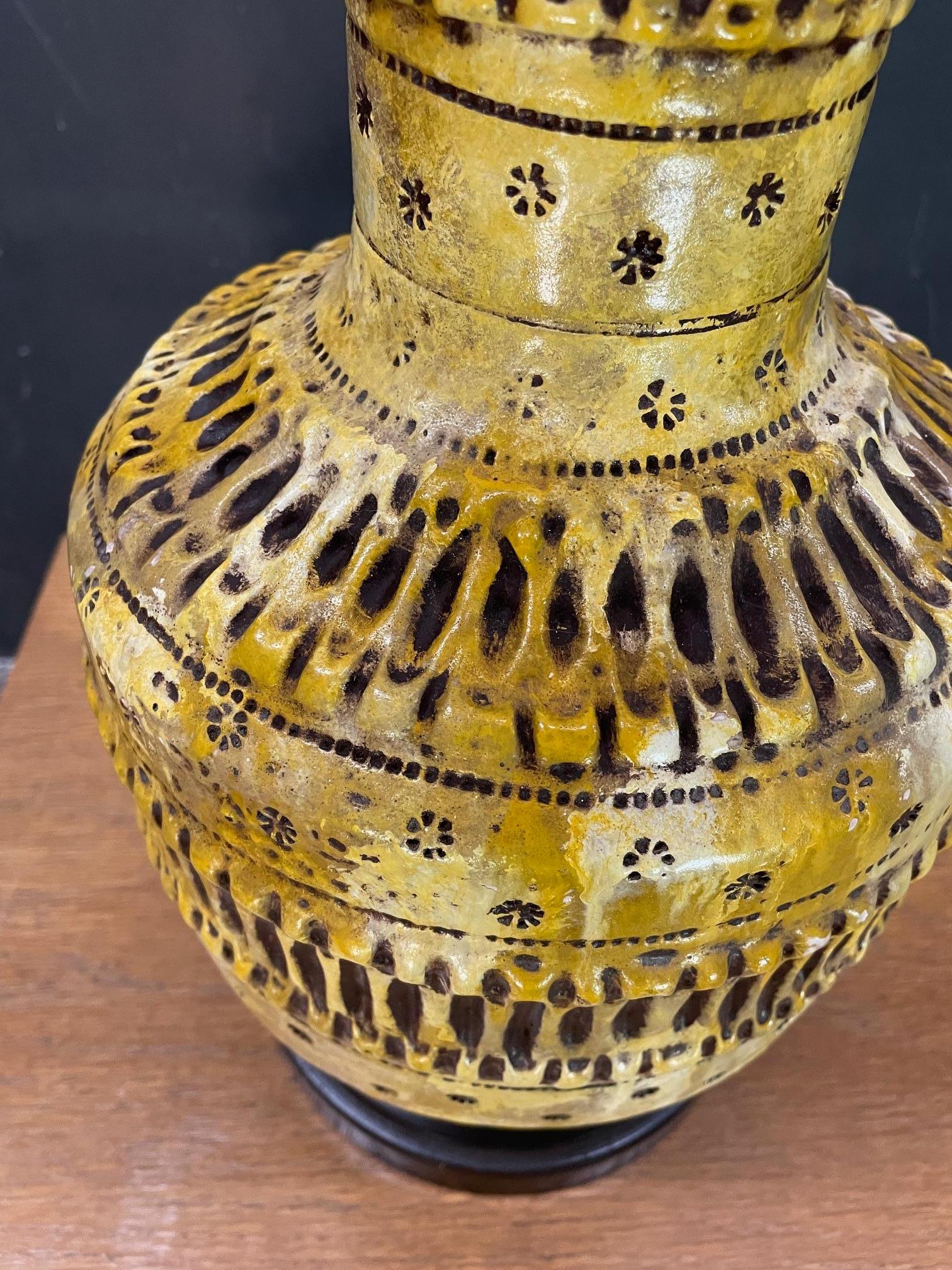 American 60s Psychedelic Era Polychromed Plaster Lamp Flower Power Yellow Mod as Panton For Sale