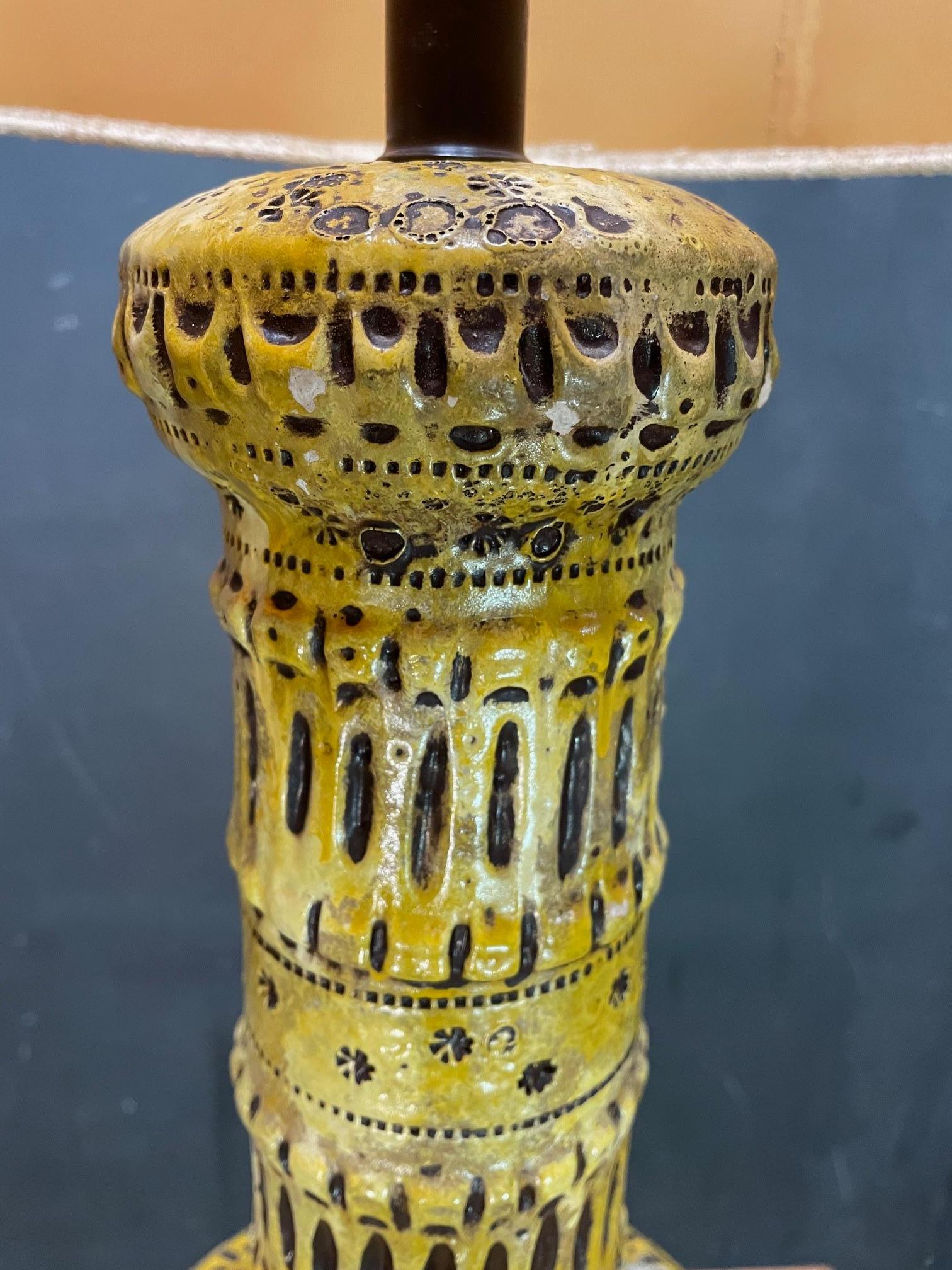 60s Psychedelic Era Polychromed Plaster Lamp Flower Power Yellow Mod as Panton In Fair Condition For Sale In Hyattsville, MD