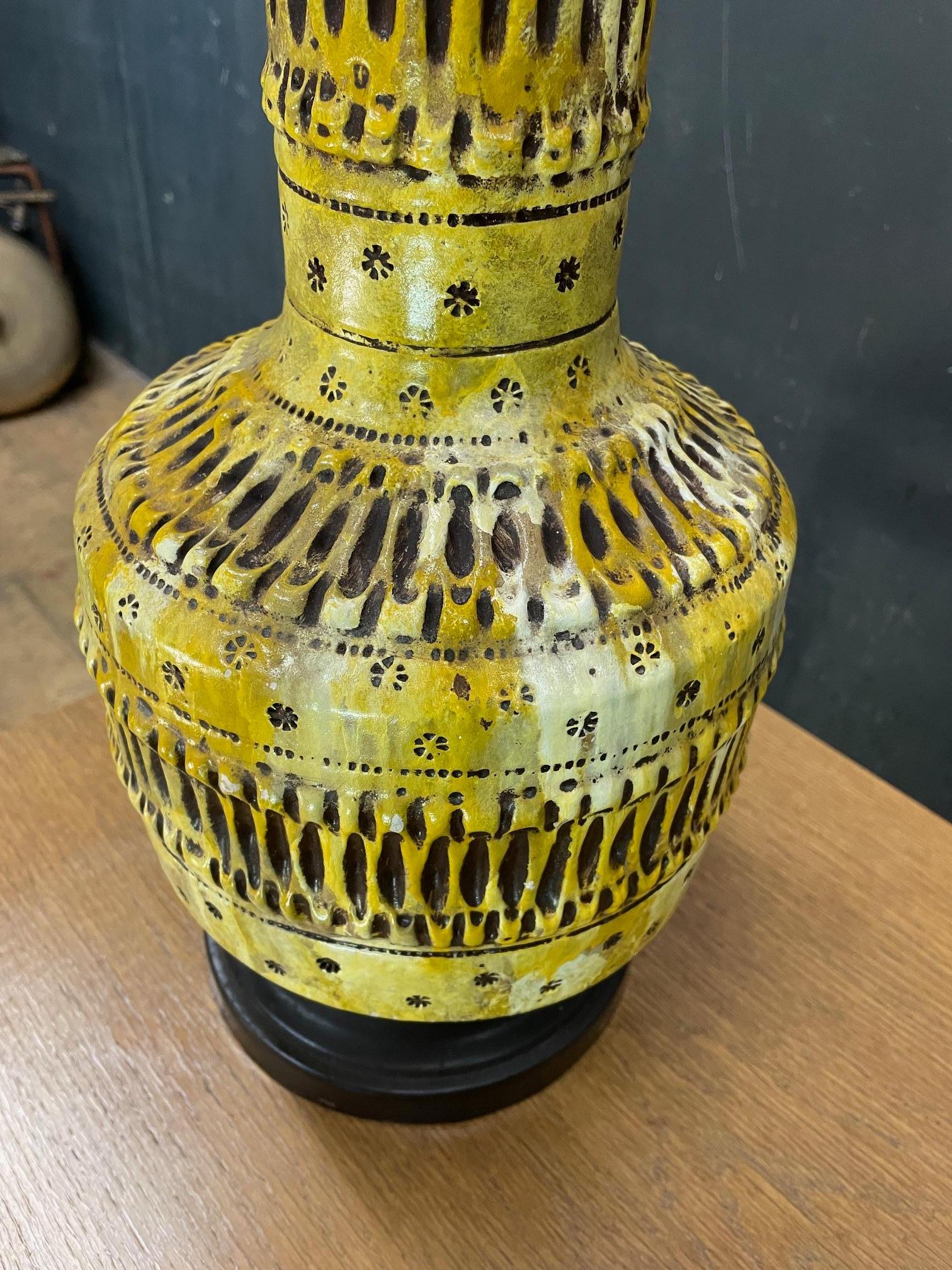 Mid-20th Century 60s Psychedelic Era Polychromed Plaster Lamp Flower Power Yellow Mod as Panton For Sale