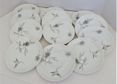 12 assiettes à dessert / assiettes à salade Raymond Loewy Jet Rose pour Rosenthal des années 60