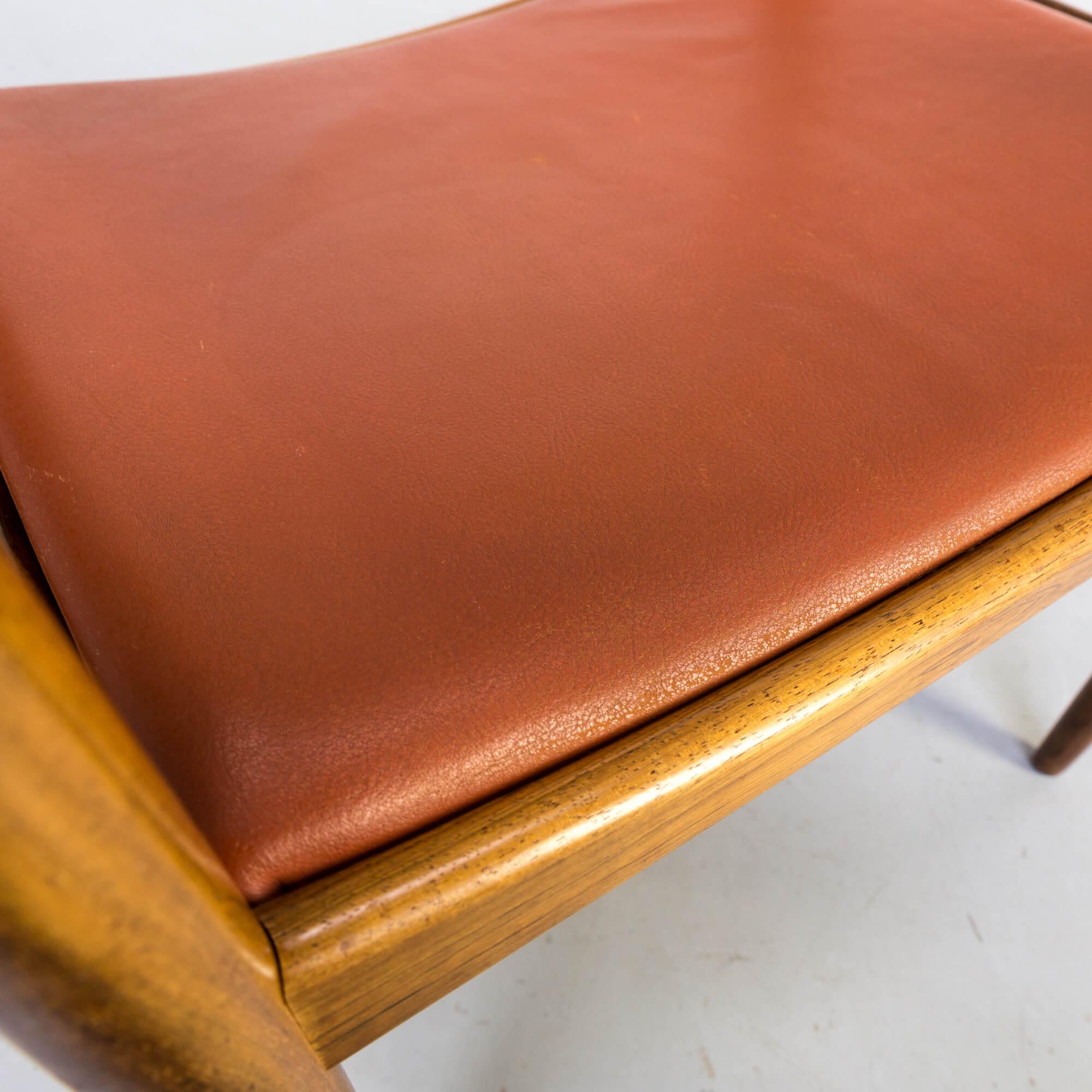 1960s Rosewood and Leather Chair for Bramin For Sale 3