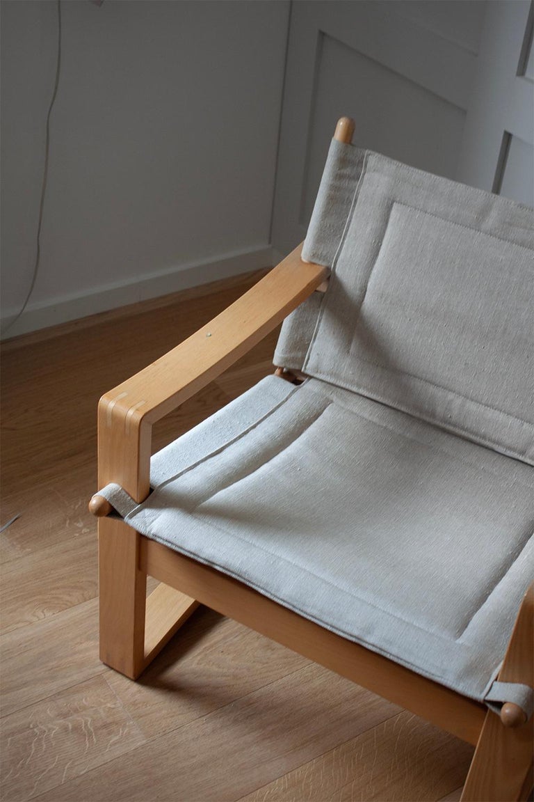 1960 Scandinavian Mid-Century Modern Safari Canvas Chair by Børge Jensen&Sonner For Sale 5