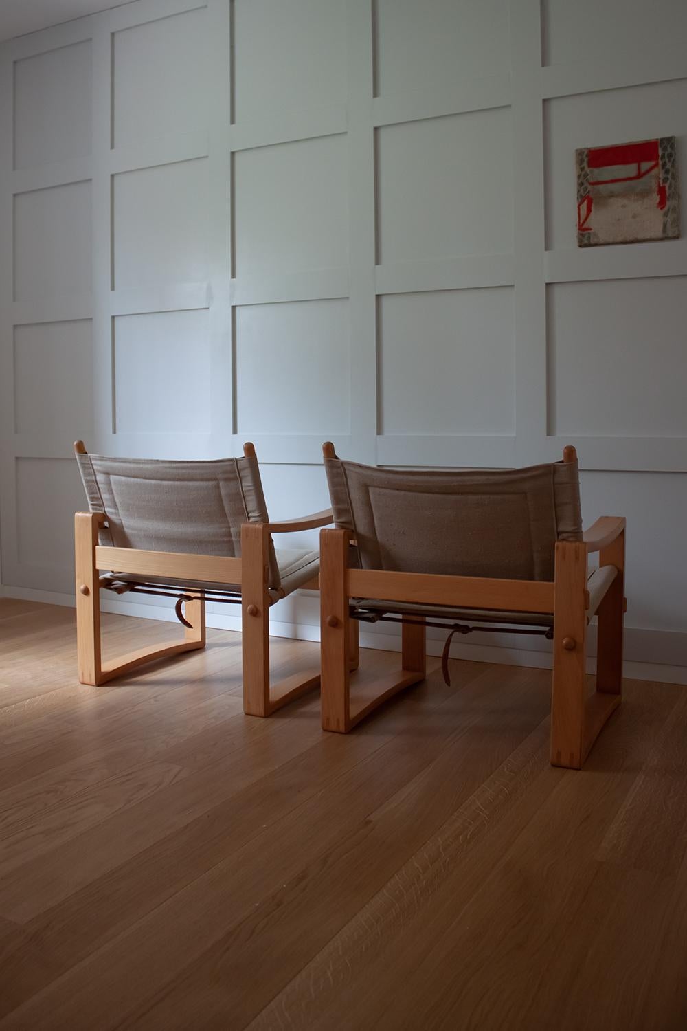 Danish 1960 Scandinavian Mid-Century Modern Safari Canvas Chair by Børge Jensen&Sonner