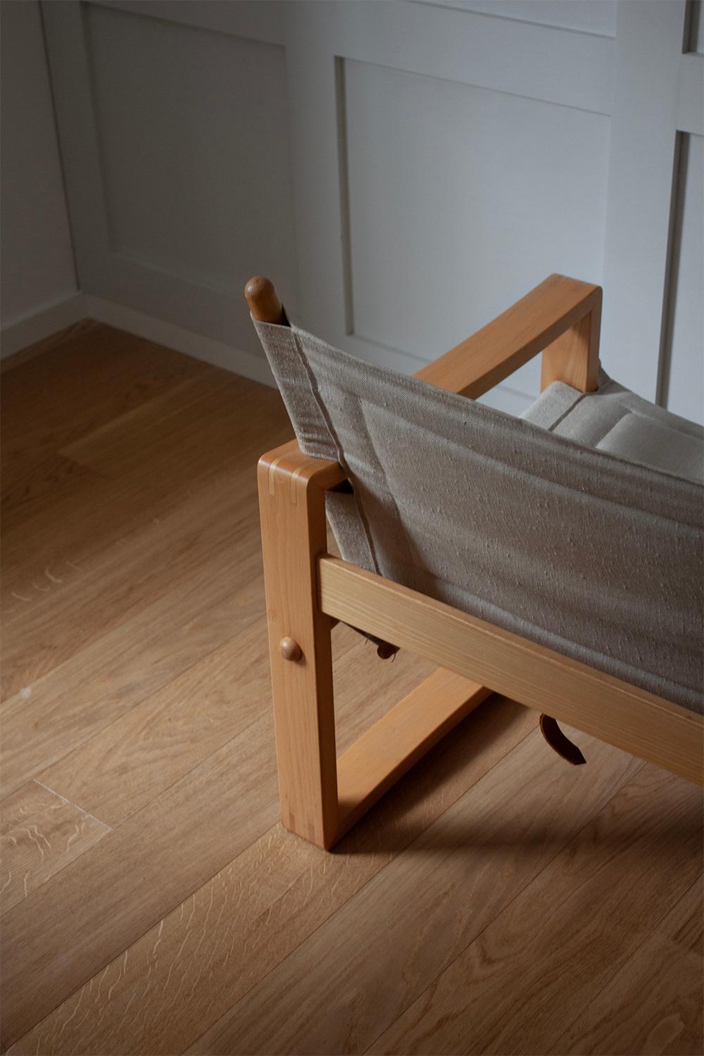 Hand-Carved 1960 Scandinavian Mid-Century Modern Safari Canvas Chair by Børge Jensen&Sonner