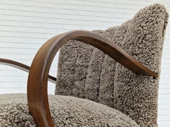 60er Jahre, skandinavisches Design, neu gepolsterter Art-déco-Sessel, echtes Schafsleder.