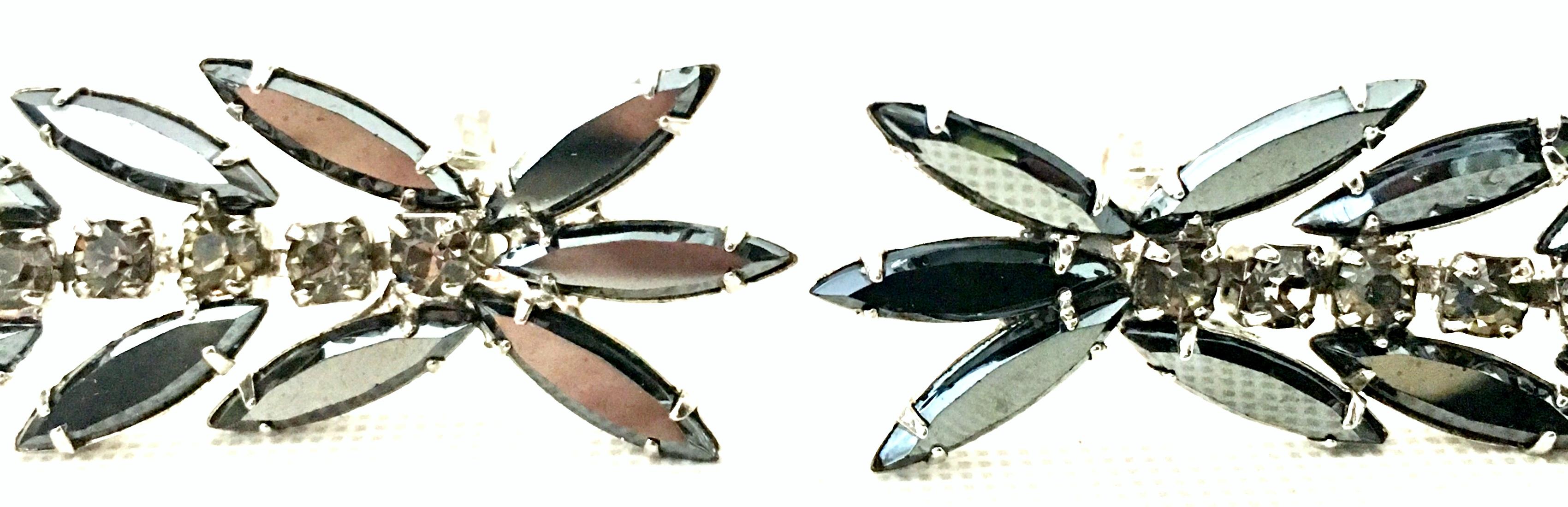 60'S Silver & Austrian Crystal Dangle Earrings By, Delizza & Elster 3