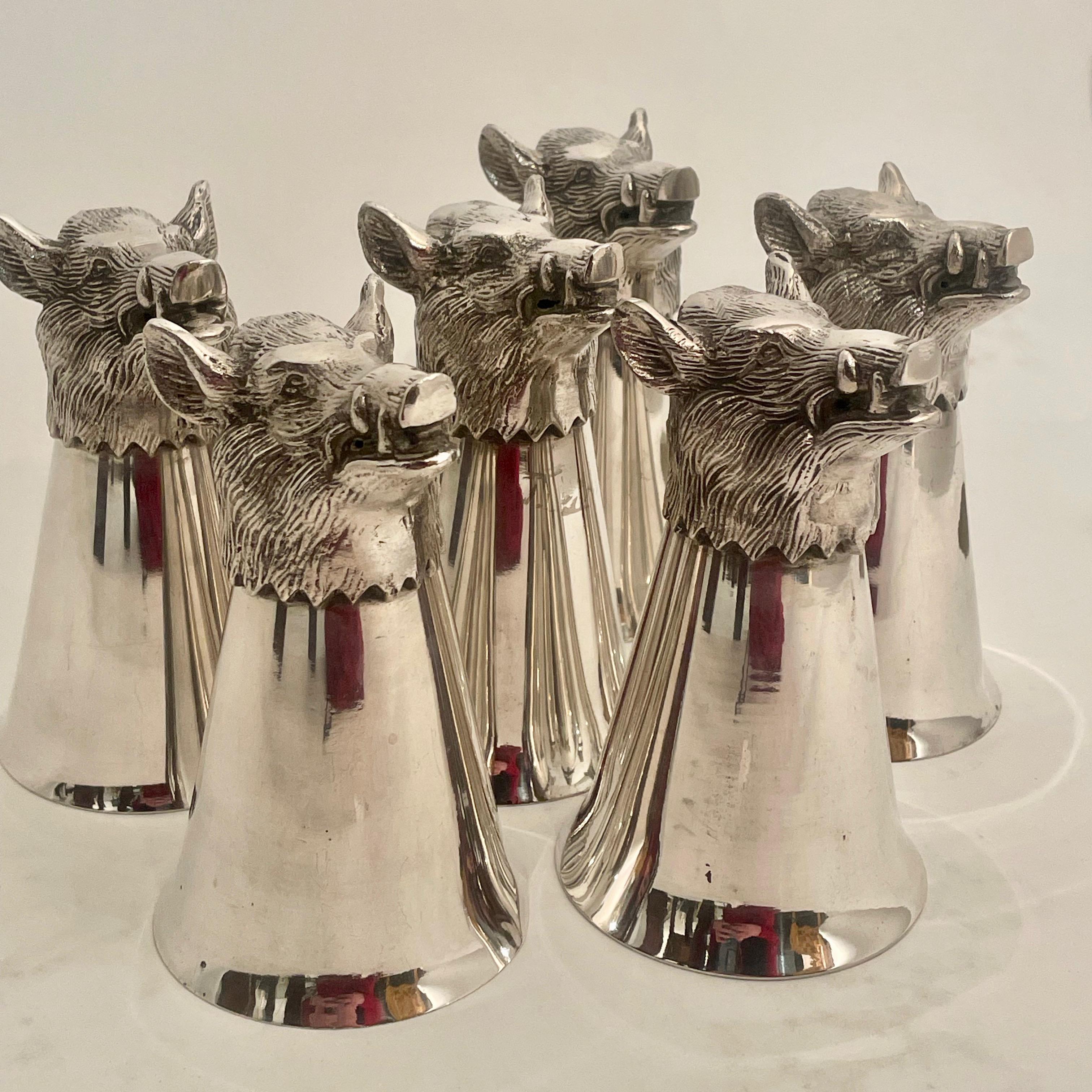 60''s versilberte Boar''s Head Cups von Valenti (Spanisch) im Angebot