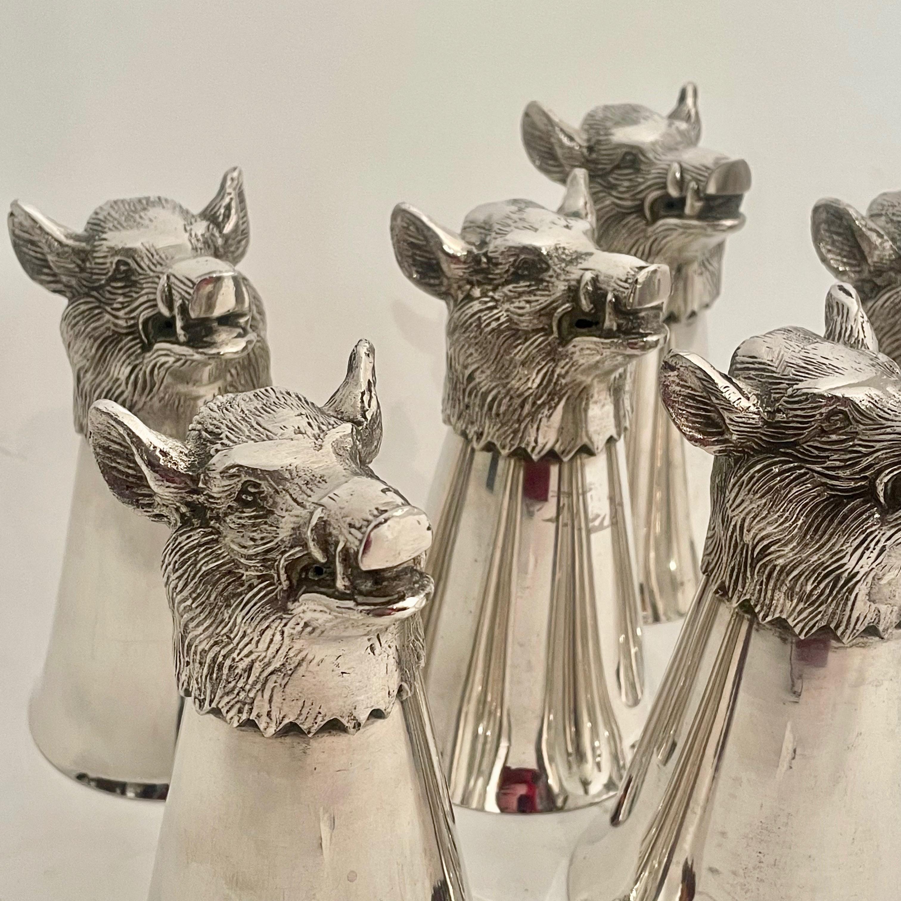 60''s versilberte Boar''s Head Cups von Valenti im Zustand „Gut“ im Angebot in London, GB