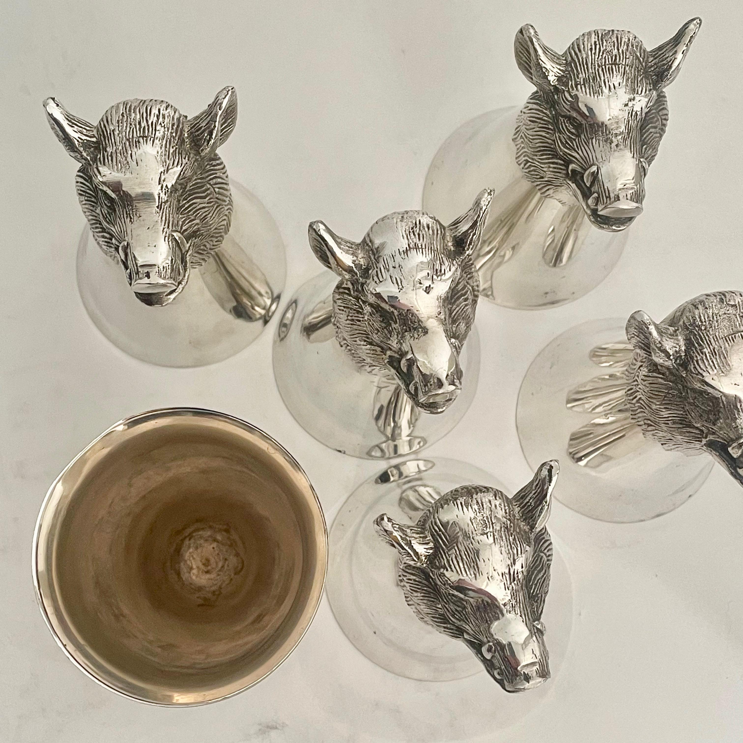 60''s versilberte Boar''s Head Cups von Valenti (Versilberung) im Angebot