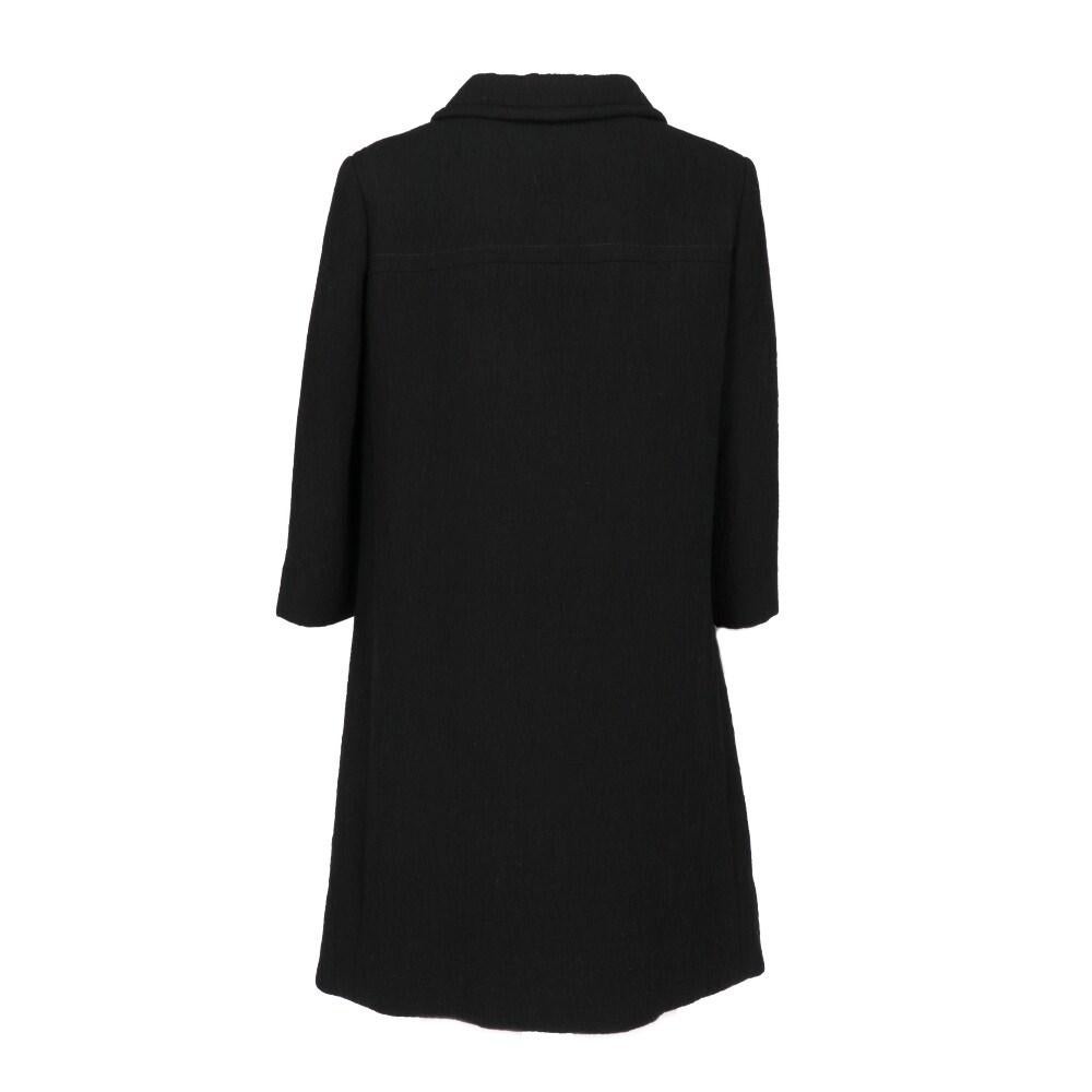 Sorelle Fontana black textured wool blend midi coat. Slightly flared model, featuring a classic collar, button central fastening and front welt inseam pockets.

Size: M

Flat measurements
Height: 93 cm
Bust: 49 cm
Shoulders: 39 cm
Sleeve: 46