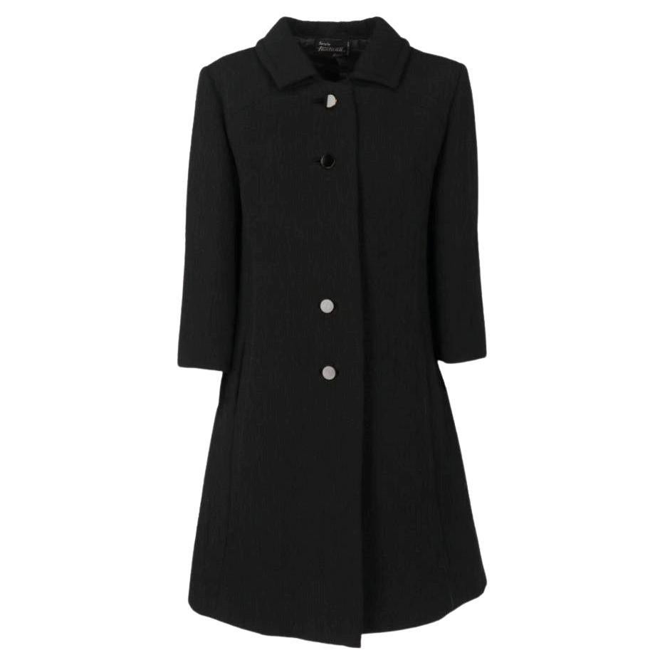 60s Sorelle Fontana Vintage black textured wool midi coat