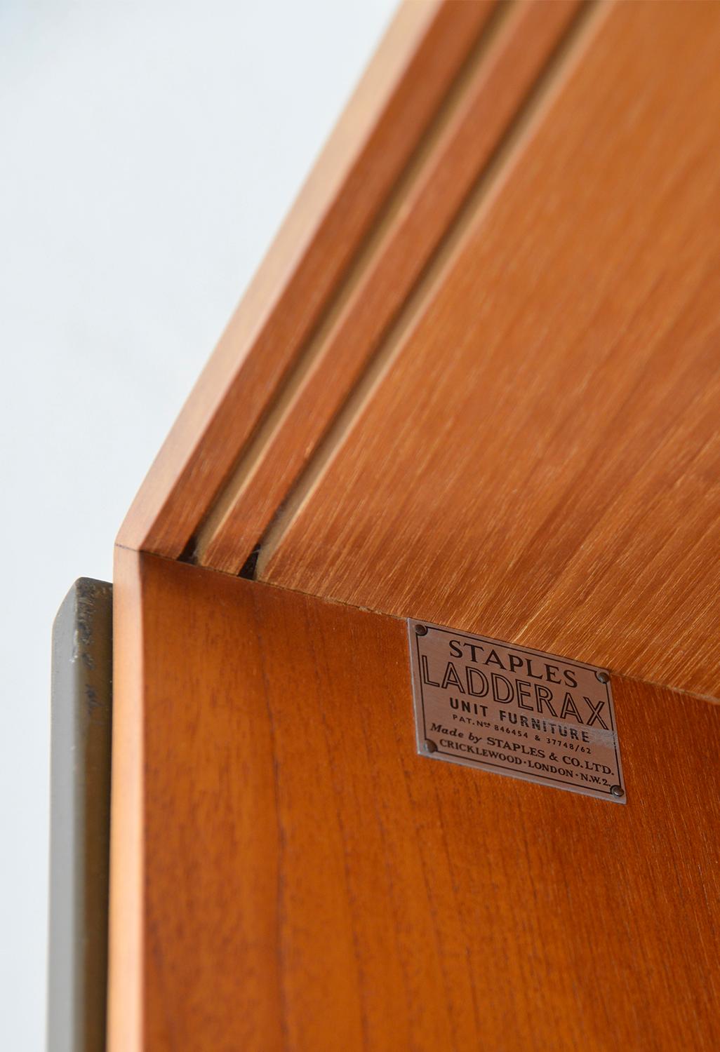 60s Staples Ladderax Freestanding Modular Teak Shelving System Room Divider Desk 3