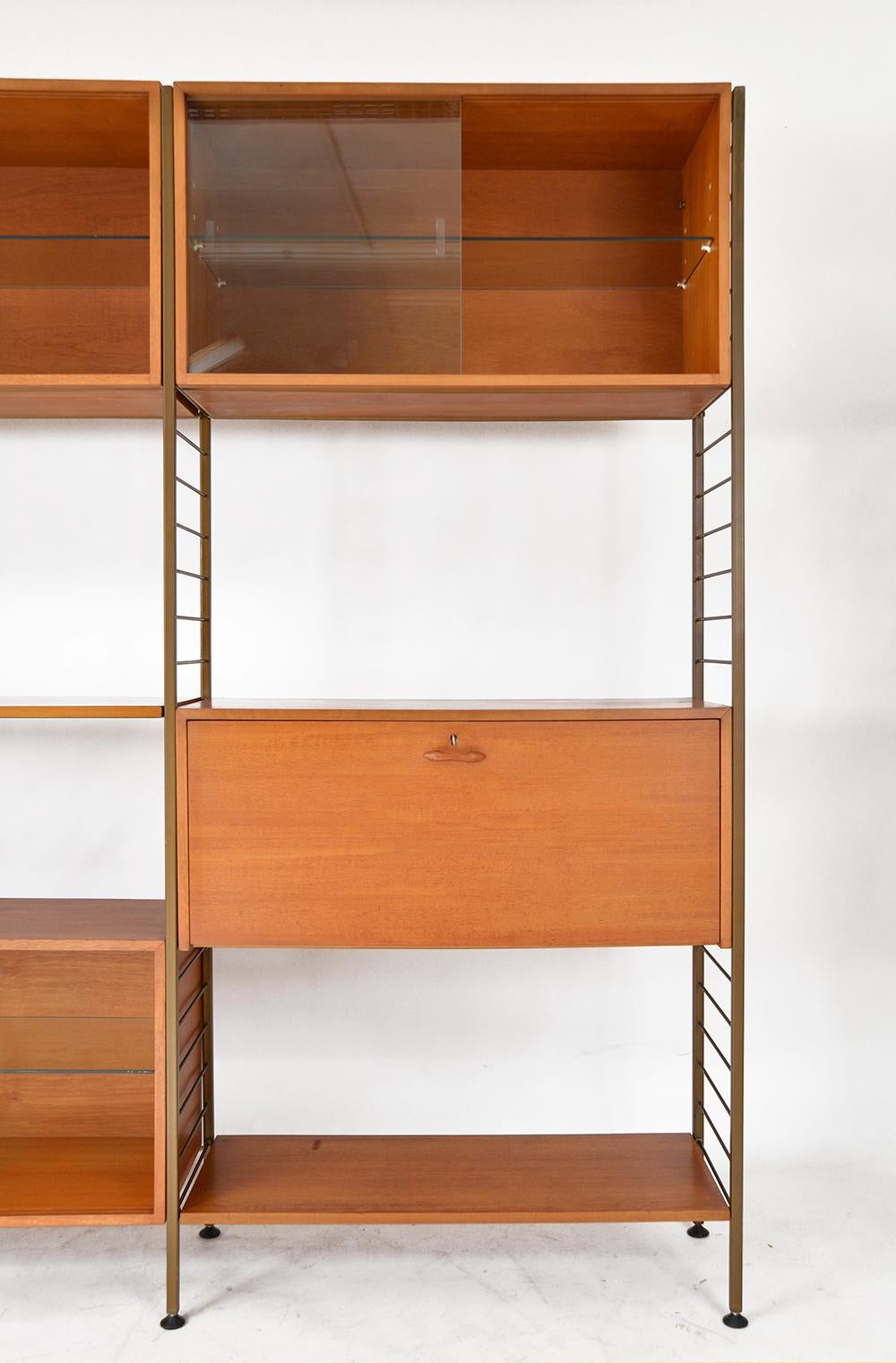 Mid-20th Century 60s Staples Ladderax Freestanding Modular Teak Shelving System Room Divider Desk