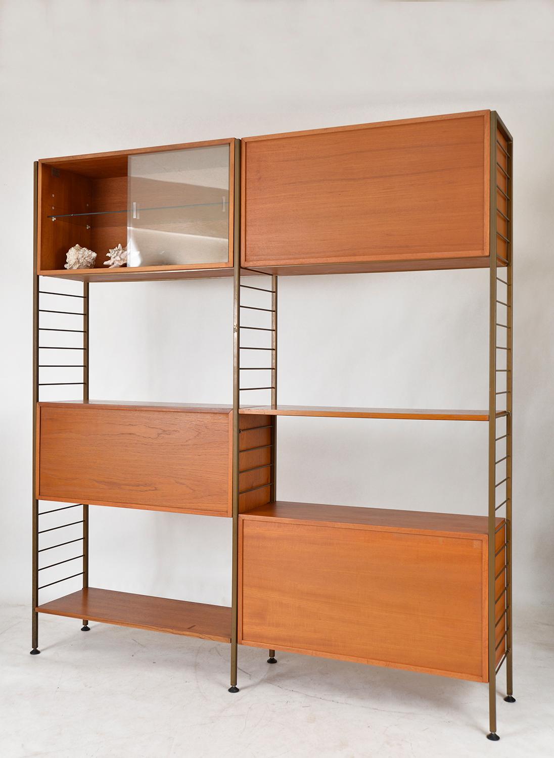 60s Staples Ladderax Freestanding Modular Teak Shelving System Room Divider Desk 1