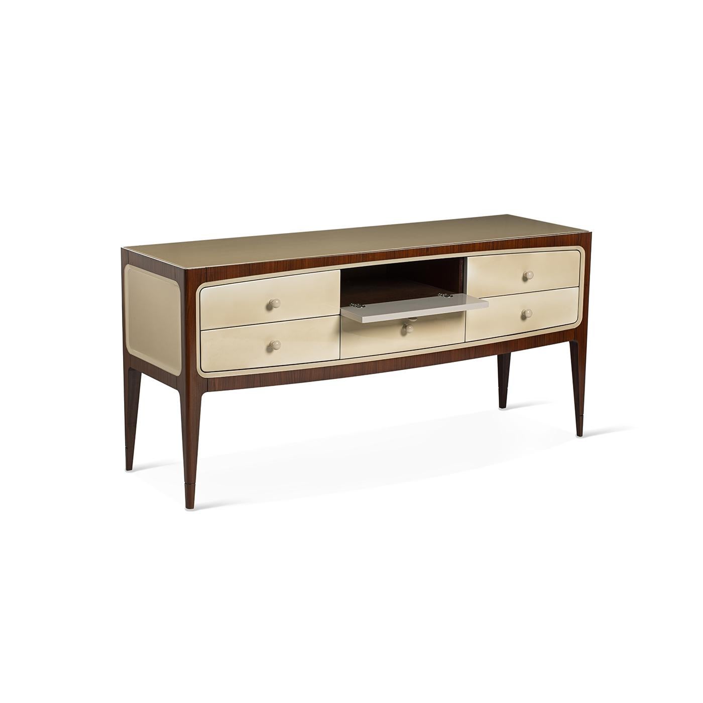 Contemporary 60S Style Beechwood Sideboard with Drawers 8712