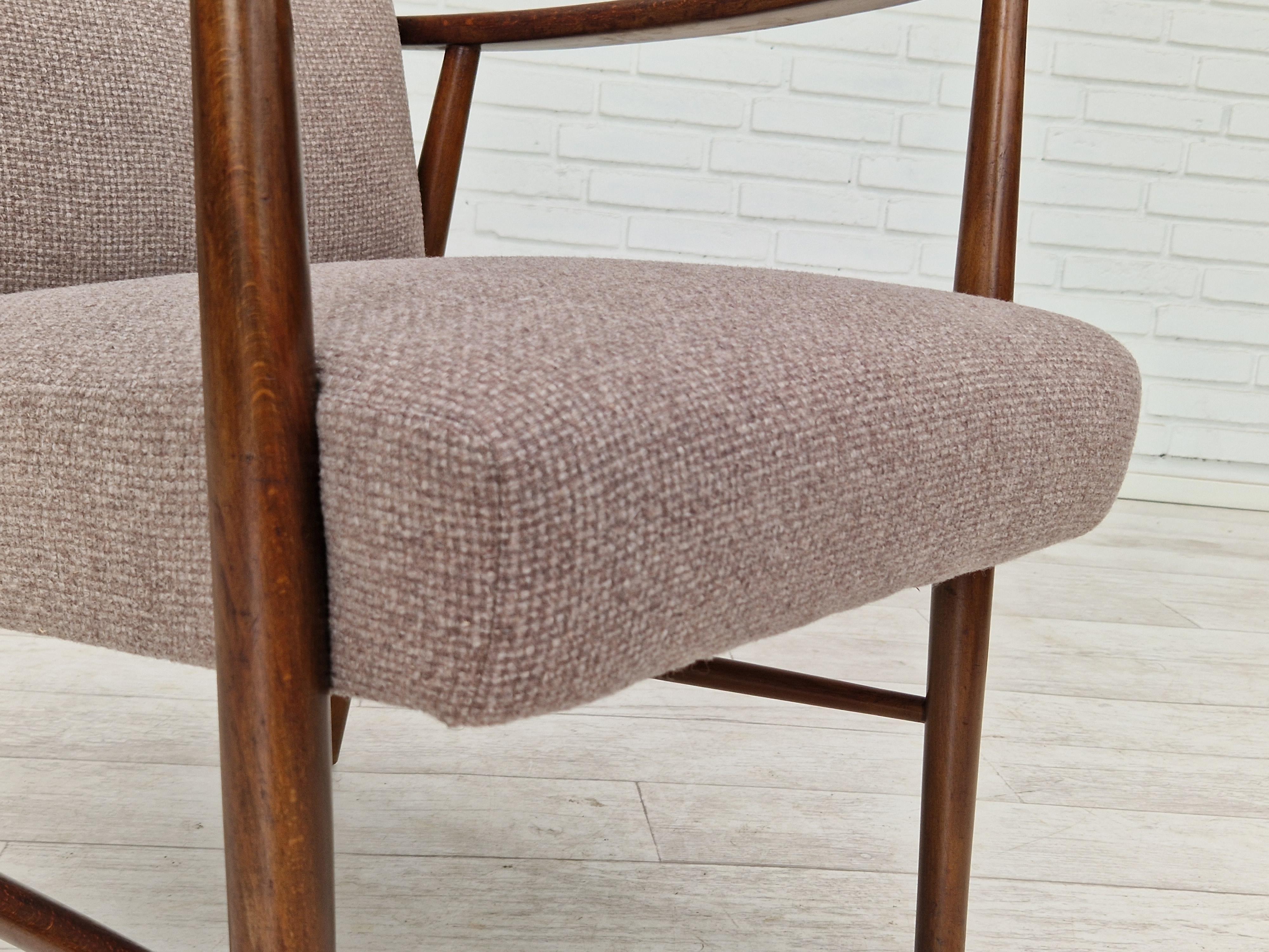 1960s, Swedish Design, Refurbished Armchair, Furniture Wool For Sale 5