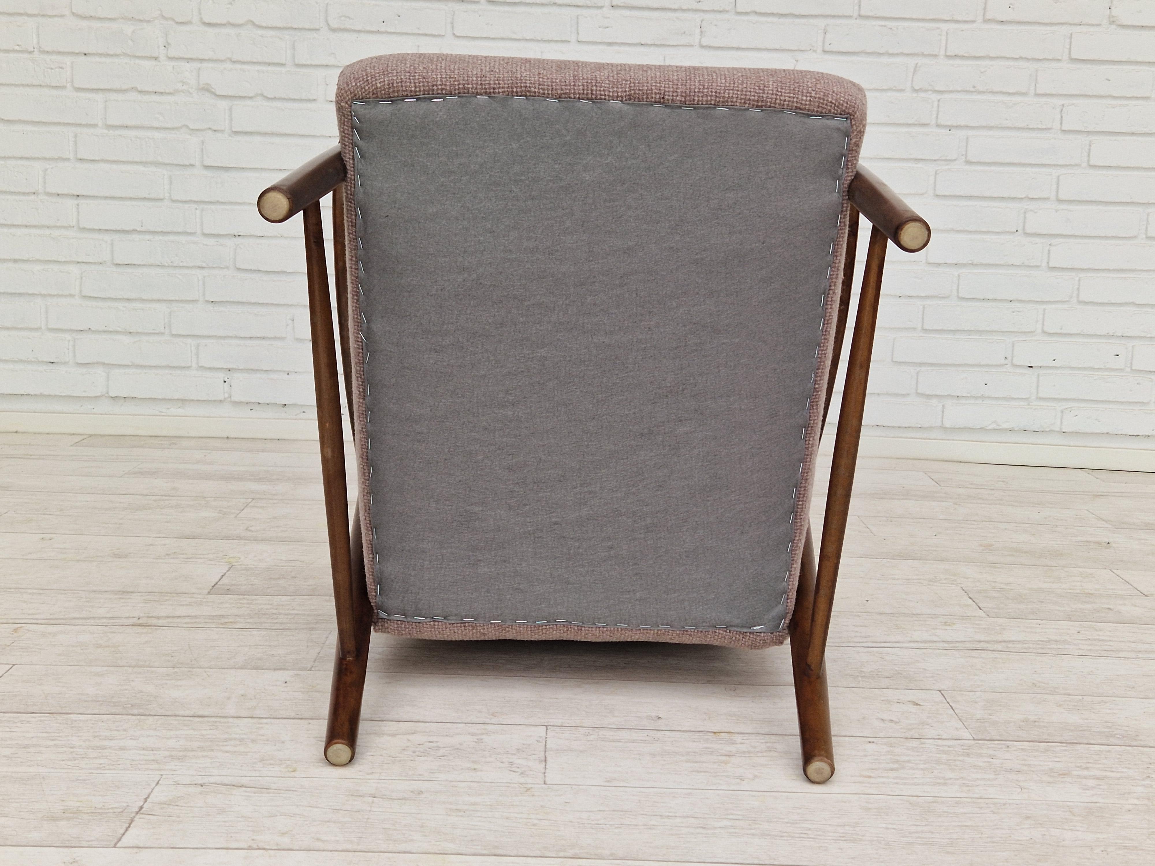 1960s, Swedish Design, Refurbished Armchair, Furniture Wool For Sale 6