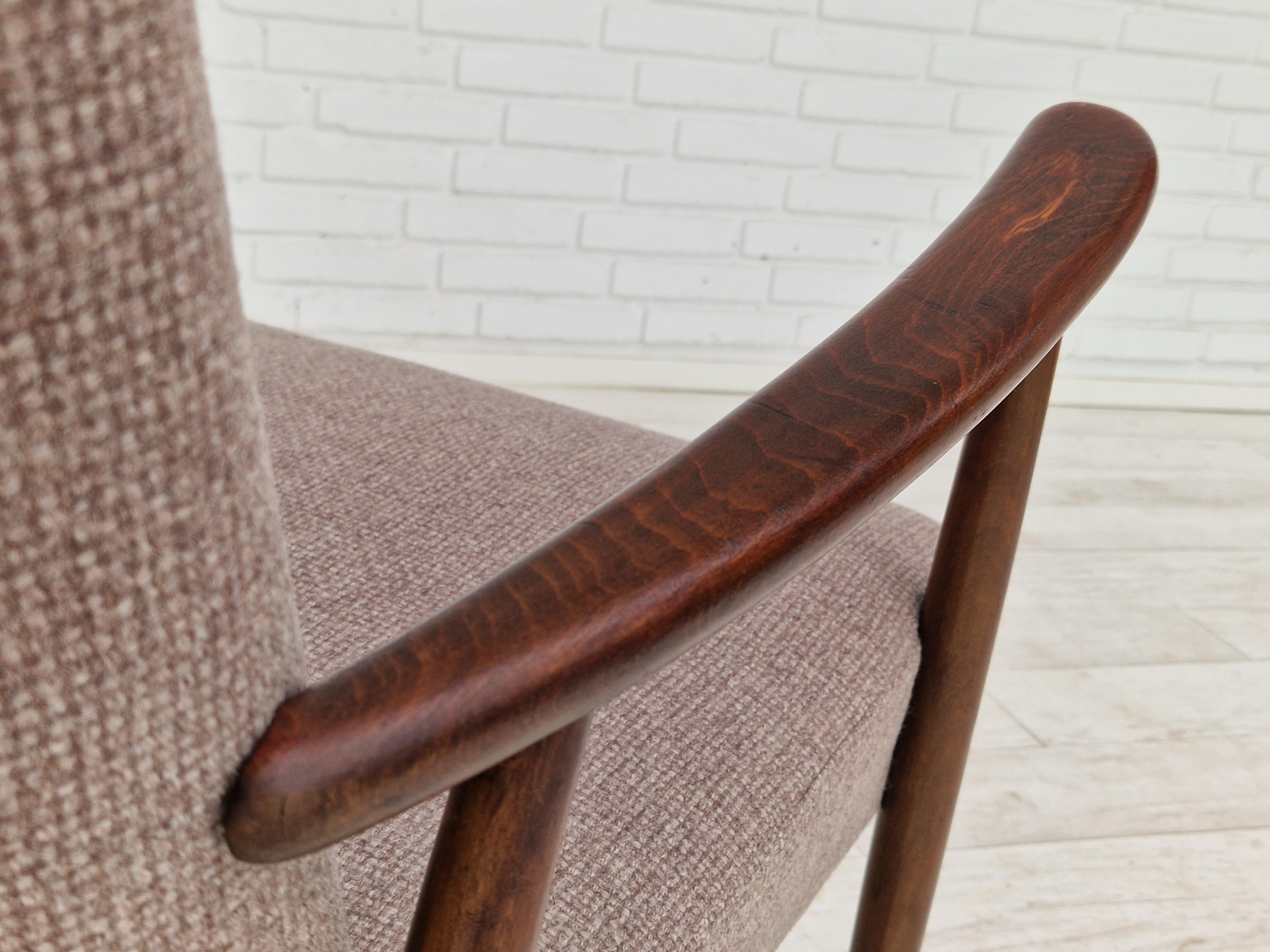 1960s, Swedish Design, Refurbished Armchair, Furniture Wool For Sale 7