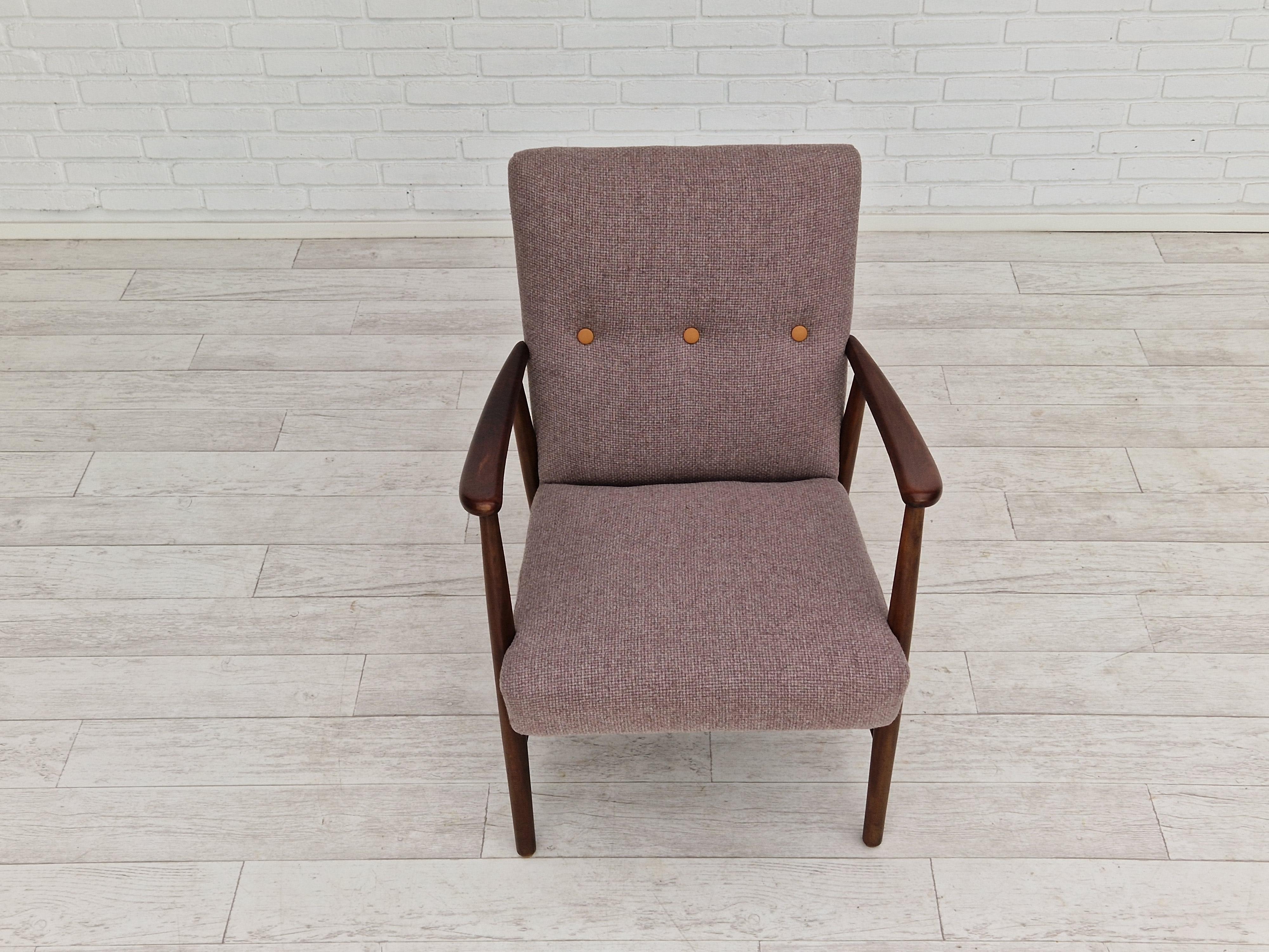 1960s, Swedish Design, Refurbished Armchair, Furniture Wool For Sale 8